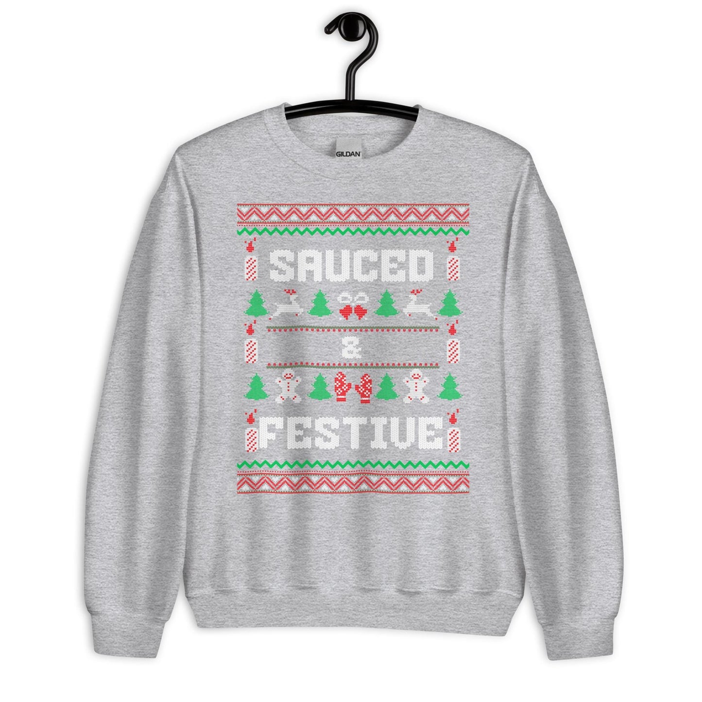 Sauced & Festive Funny Christmas Jumper | Ugly Xmas | Booze Drinking Party Top | Secret Santa Gift Idea