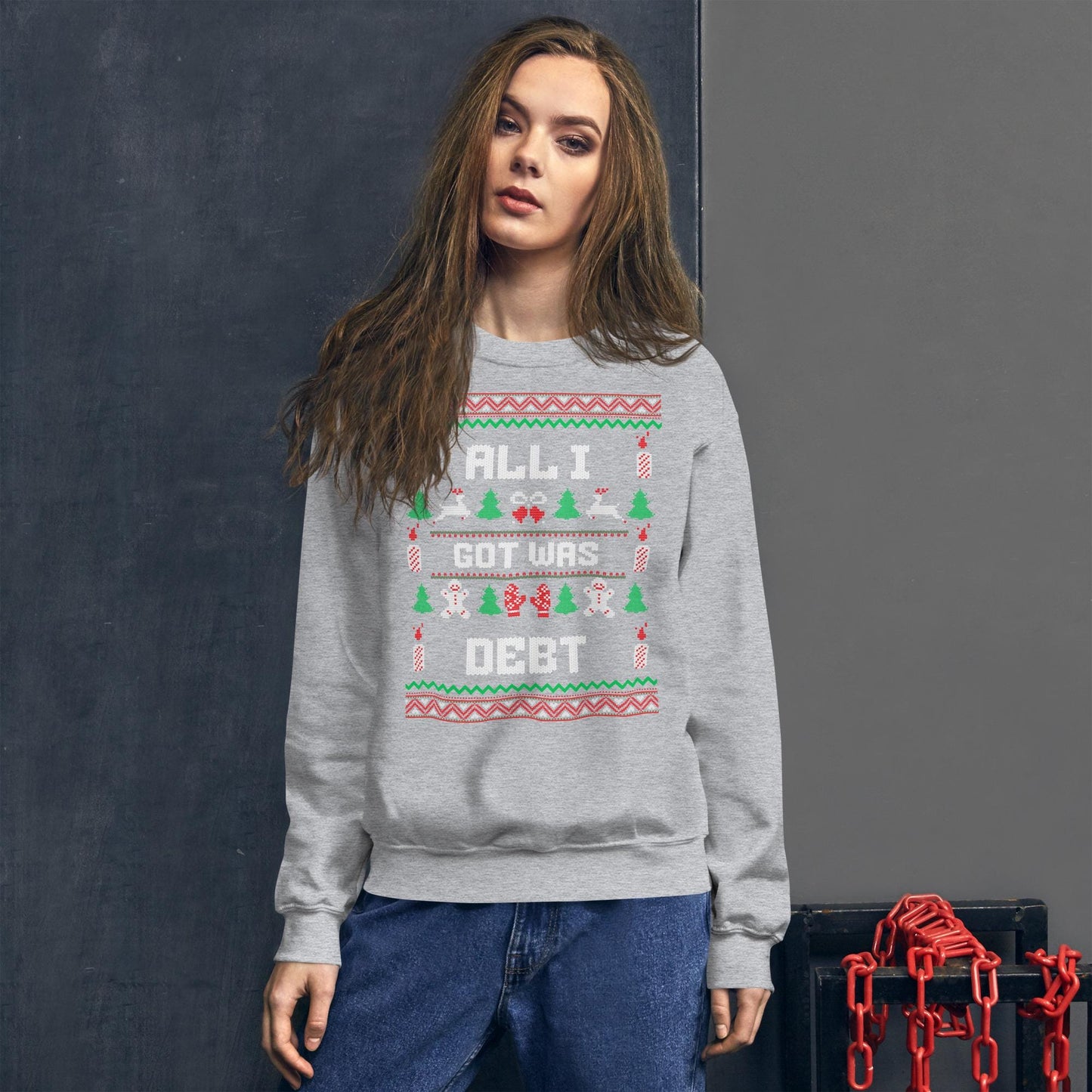 All I Got Was Debt Funny Christmas Jumper | Ugly Xmas | Adult Festive Party Jumper | Secret Santa Gift Idea