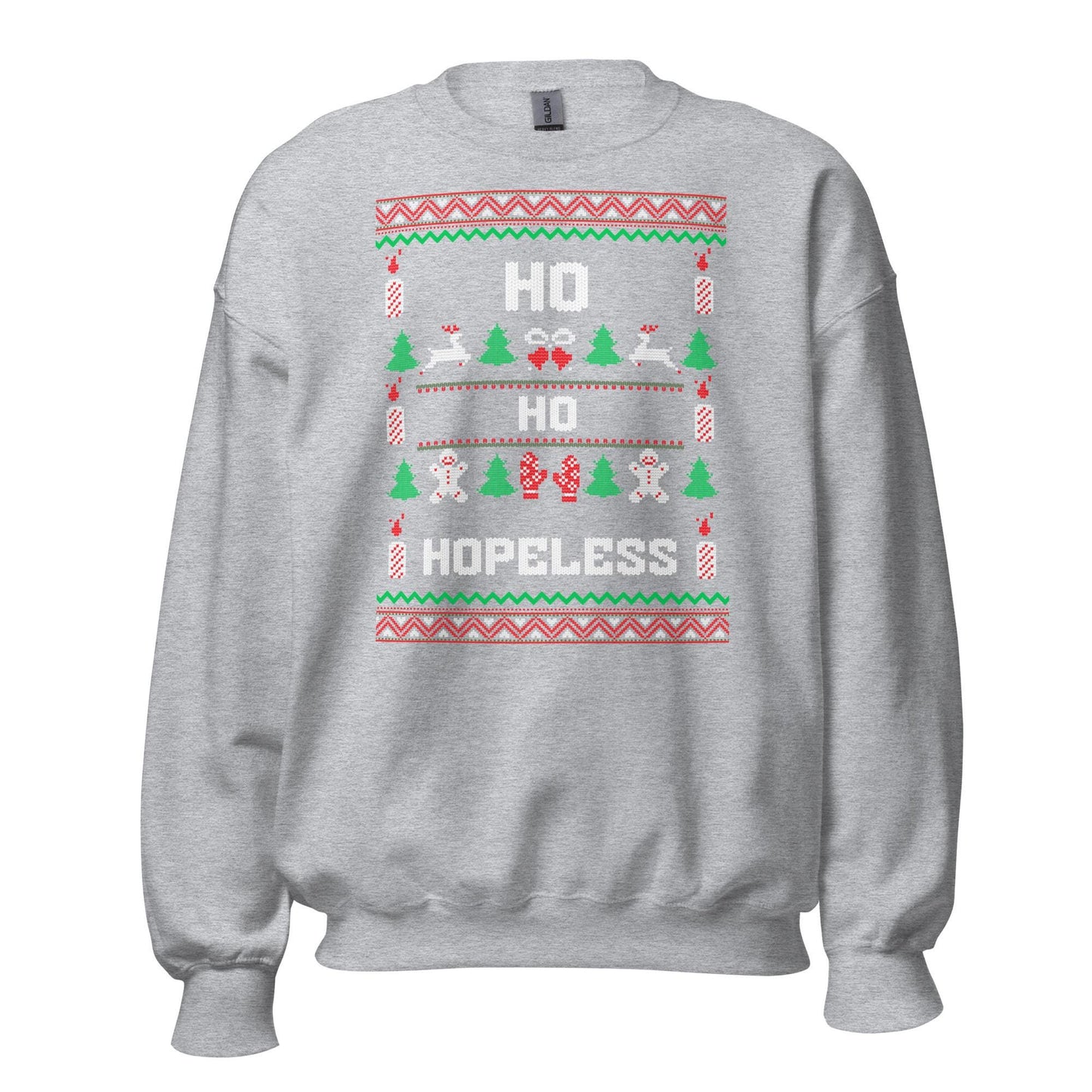 Ho Ho Hopeless Funny Christmas Jumper | Ugly Style Festive Knit | Sarcastic Xmas Jumper for Parties | Novelty Holiday Gag Gift