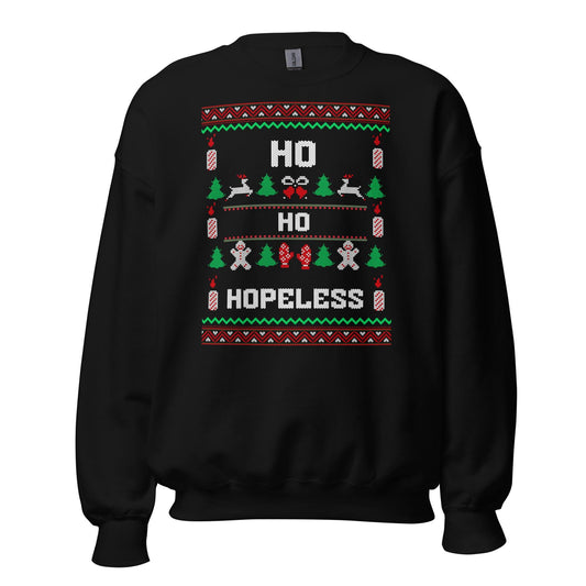 Ho Ho Hopeless Funny Christmas Jumper | Ugly Style Festive Knit | Sarcastic Xmas Jumper for Parties | Novelty Holiday Gag Gift