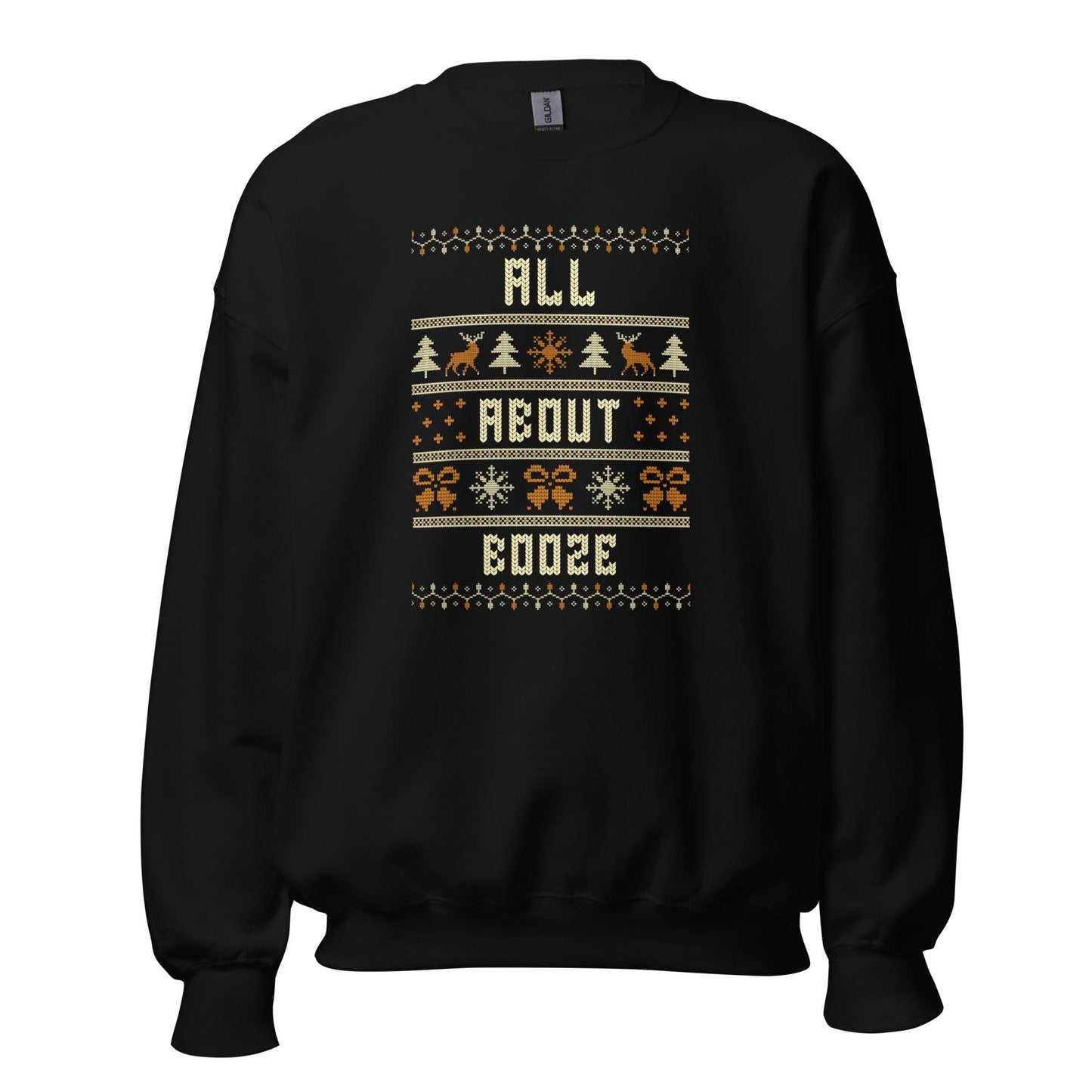 All About Booze Funny Christmas Jumper | Rude Ugly Xmas | Drinking Party Knitwear | Secret Santa Adult Humour Gift