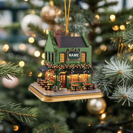 Personalized Irish Pub 2D Flat Ornament, Irish Ornament 2025, Ireland Gifts Shamrock, Irish Christmas Keepsake, Pub Decor Gift For Pub Lover