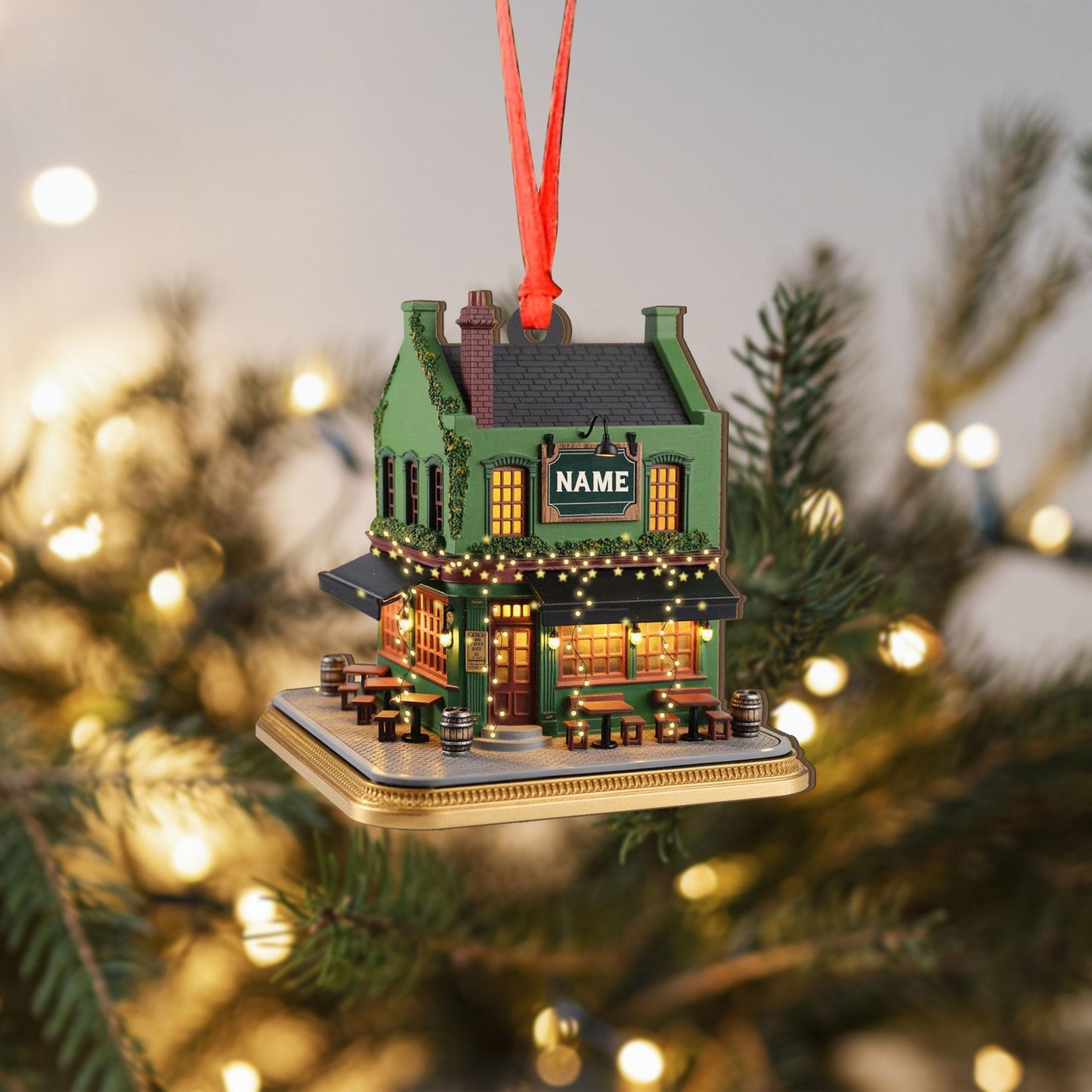 Personalized Irish Pub 2D Flat Ornament, Irish Ornament 2025, Ireland Gifts Shamrock, Irish Christmas Keepsake, Pub Decor Gift For Pub Lover