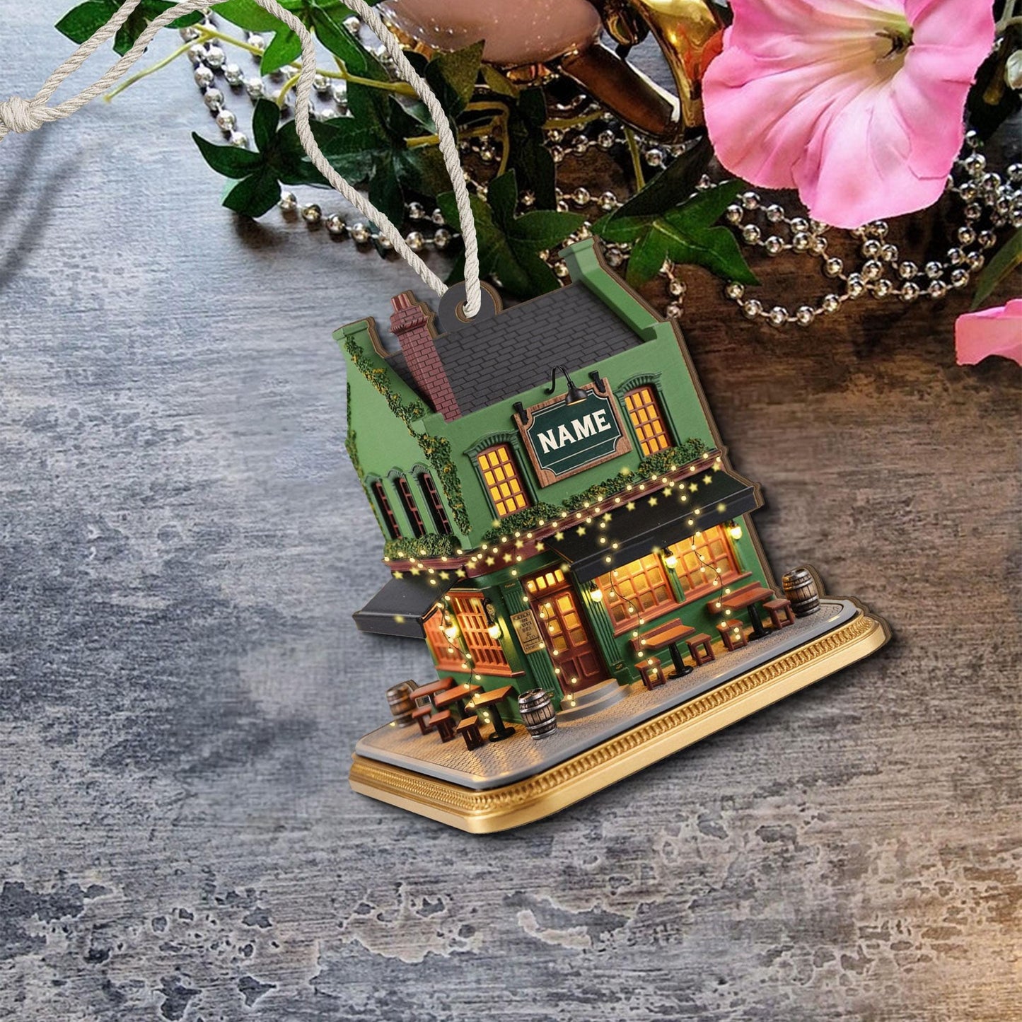 Personalized Irish Pub 2D Flat Ornament, Irish Ornament 2025, Ireland Gifts Shamrock, Irish Christmas Keepsake, Pub Decor Gift For Pub Lover
