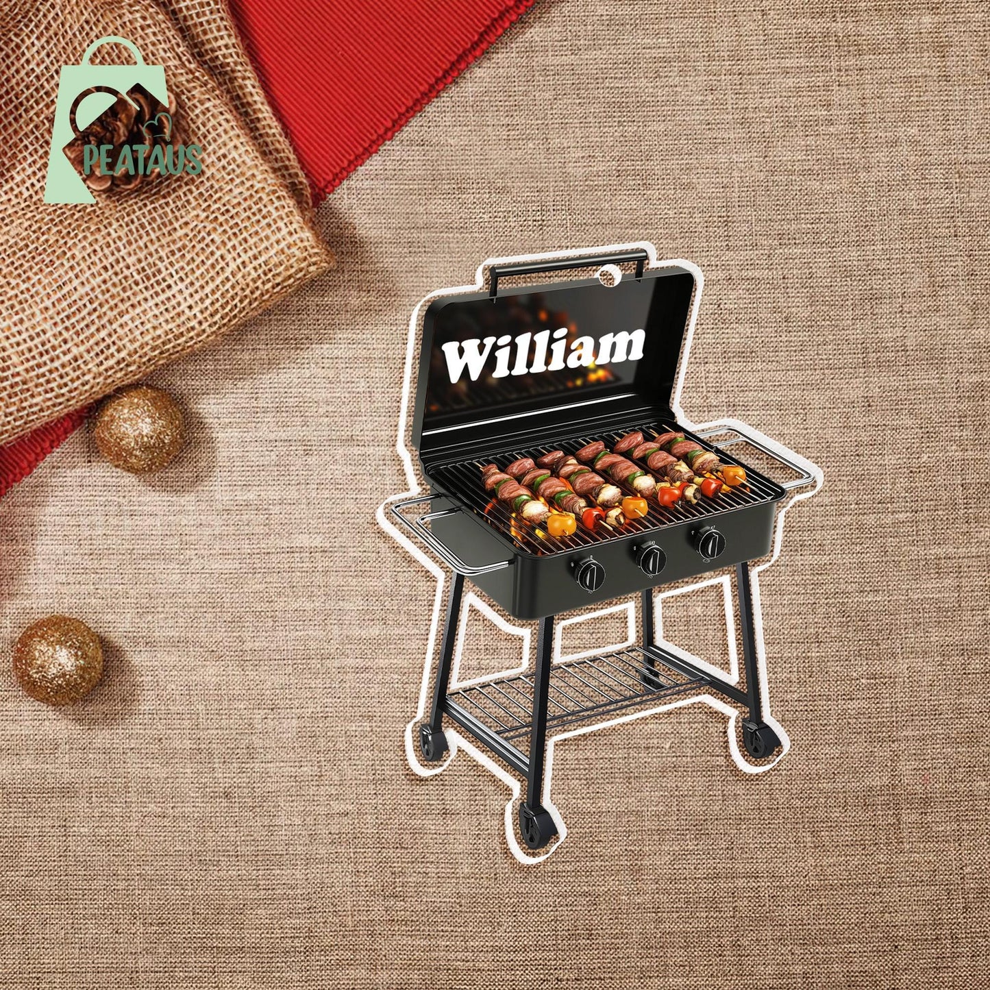 Personalized Grill Christmas Ornament, Grill Flat 2D Ornament, Barbeque BBQ Christmas Ornament, Gift for Griller,Dad Gift, Grill Master Gift