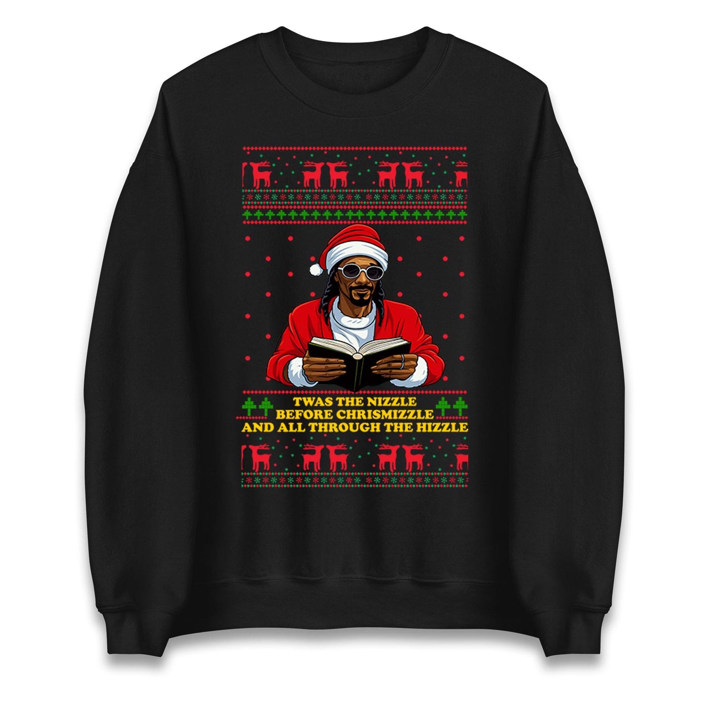 Twas The Nizzle Before Chrismizzle Funny Christmas Jumper, Hip Hop Xmas , Rap Santa Holiday Hoodie Gift