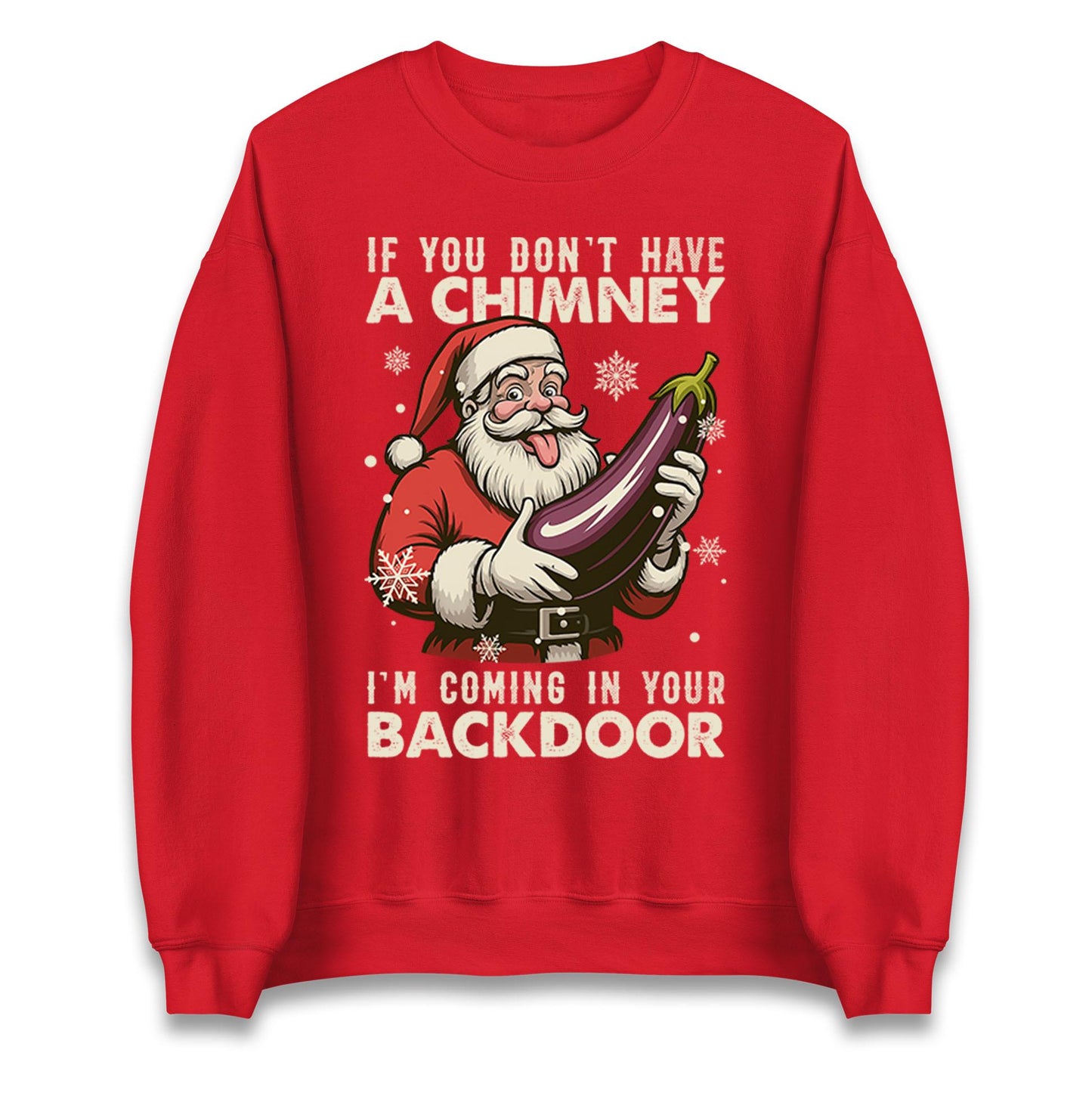 If You Dont have A Chimney Im coming In Your backdoor Funny Santa Christmas Jumper, Xmas Rude , Adults Offensive Xmas Hoodie