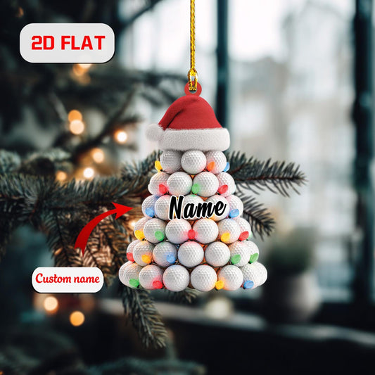 Personalized Golf Ball Christmas Tree Ornament Acrylic, Custom Name Golfer Gift, Holiday Decoration for Golf Lover, Coach & Sports Fan