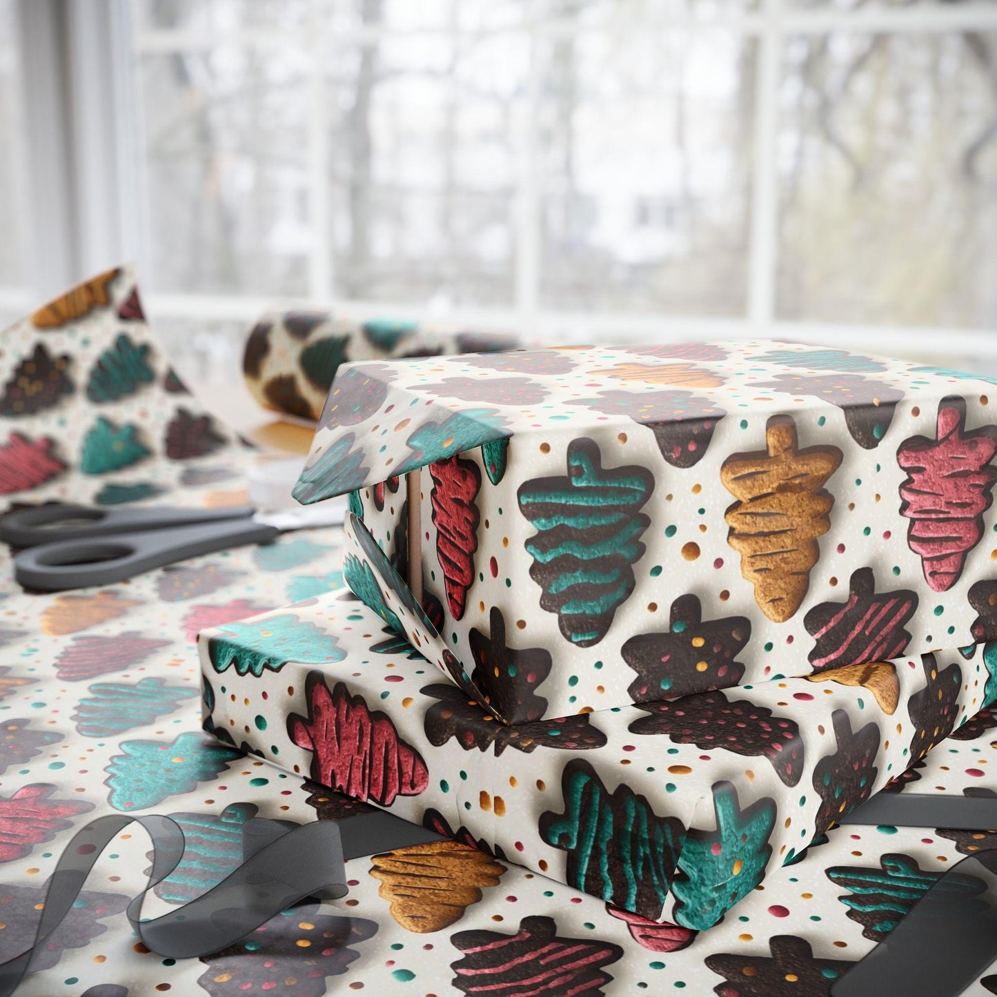 Colorful Christmas Cookie Wrapping Paper: Perfect of Cookie Lovers, Parties, Celebrations, Gift Wrapping Paper and Unique X-mas paper