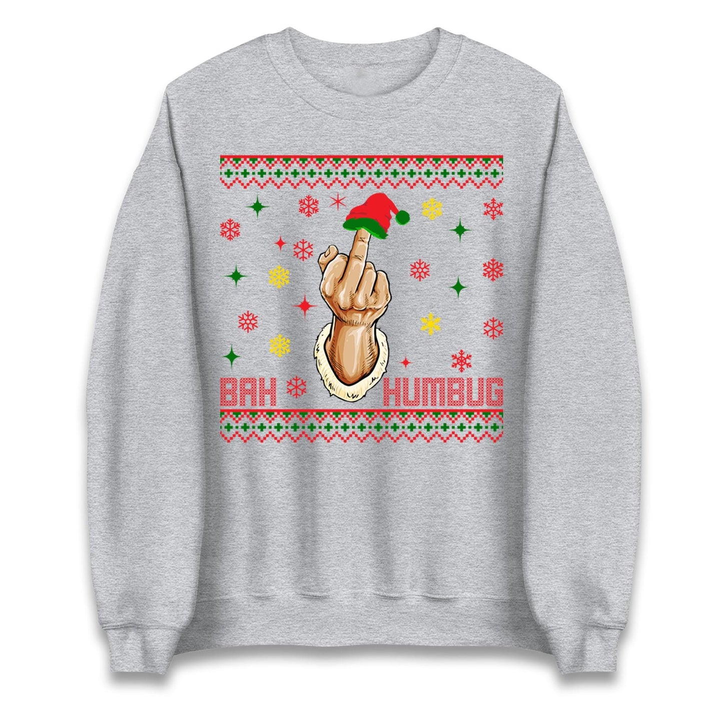 Bah Humbag Ugly Christmas Jumper, Middle Finger Rude Offensive Christmas Jumper, Xmas Funny Adults hoodie