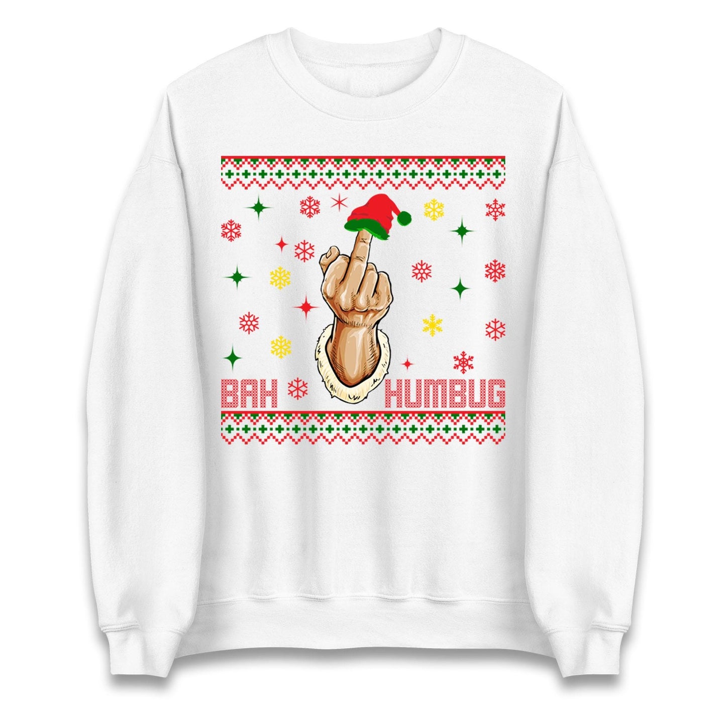 Bah Humbag Ugly Christmas Jumper, Middle Finger Rude Offensive Christmas Jumper, Xmas Funny Adults hoodie