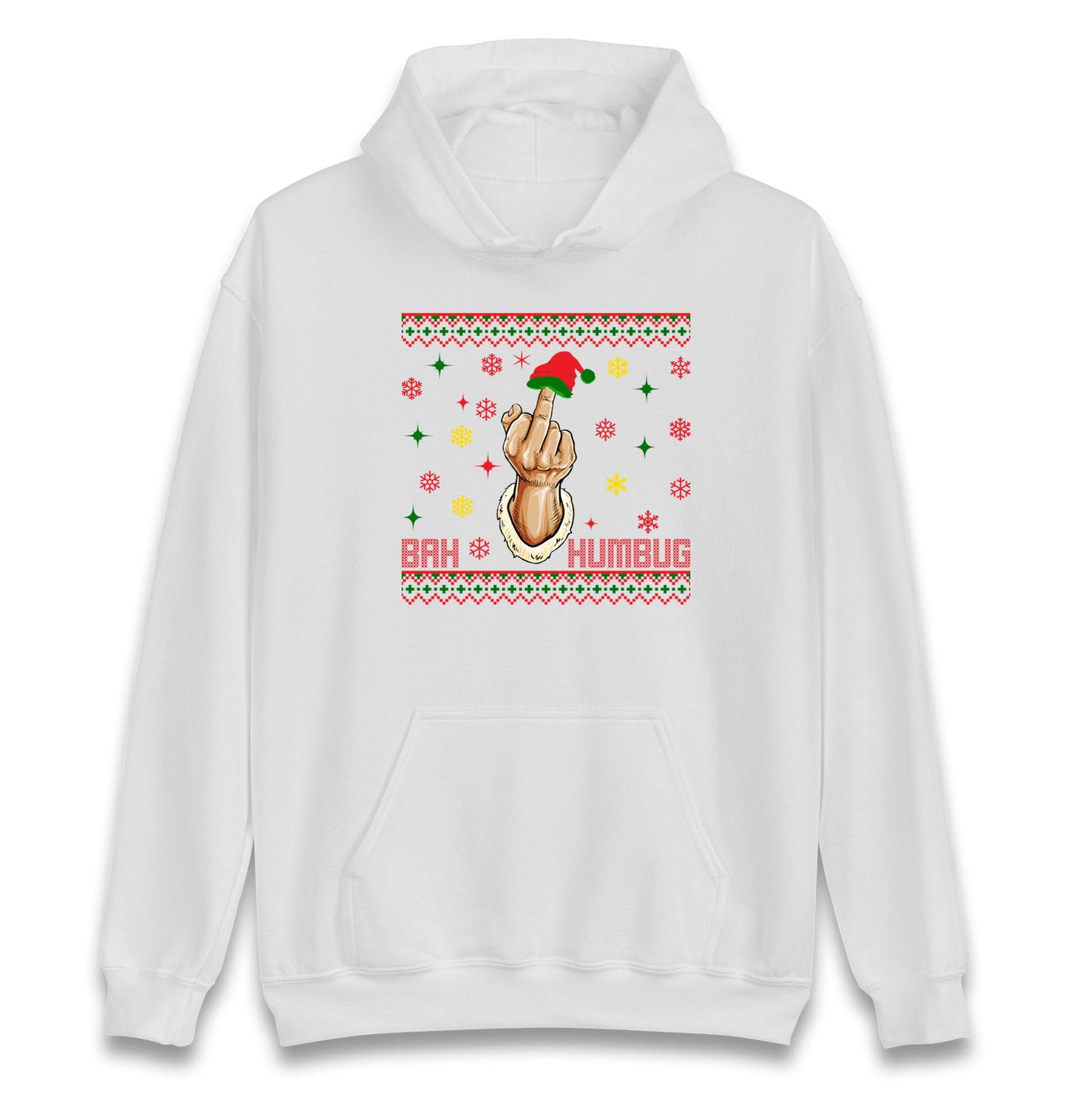 Bah Humbag Ugly Christmas Jumper, Middle Finger Rude Offensive Christmas Jumper, Xmas Funny Adults hoodie