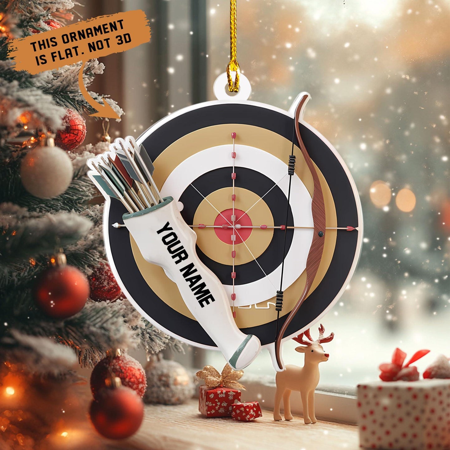 Personalized Archery Christmas Ornament, Custom Bow and Arrow Decor, Unique Gift for Archers and Hunters, Holiday Present for Sports Lovers