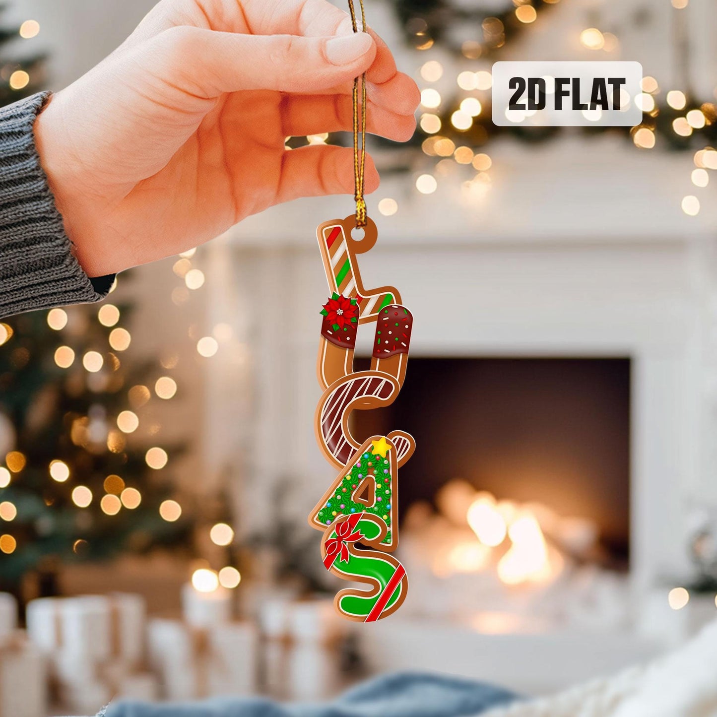 Personalized Christmas Name Ornament, Custom Gingerbread Cookie Letters Christmas Ornament, Christmas Home Decor, Holiday Gift for Kids