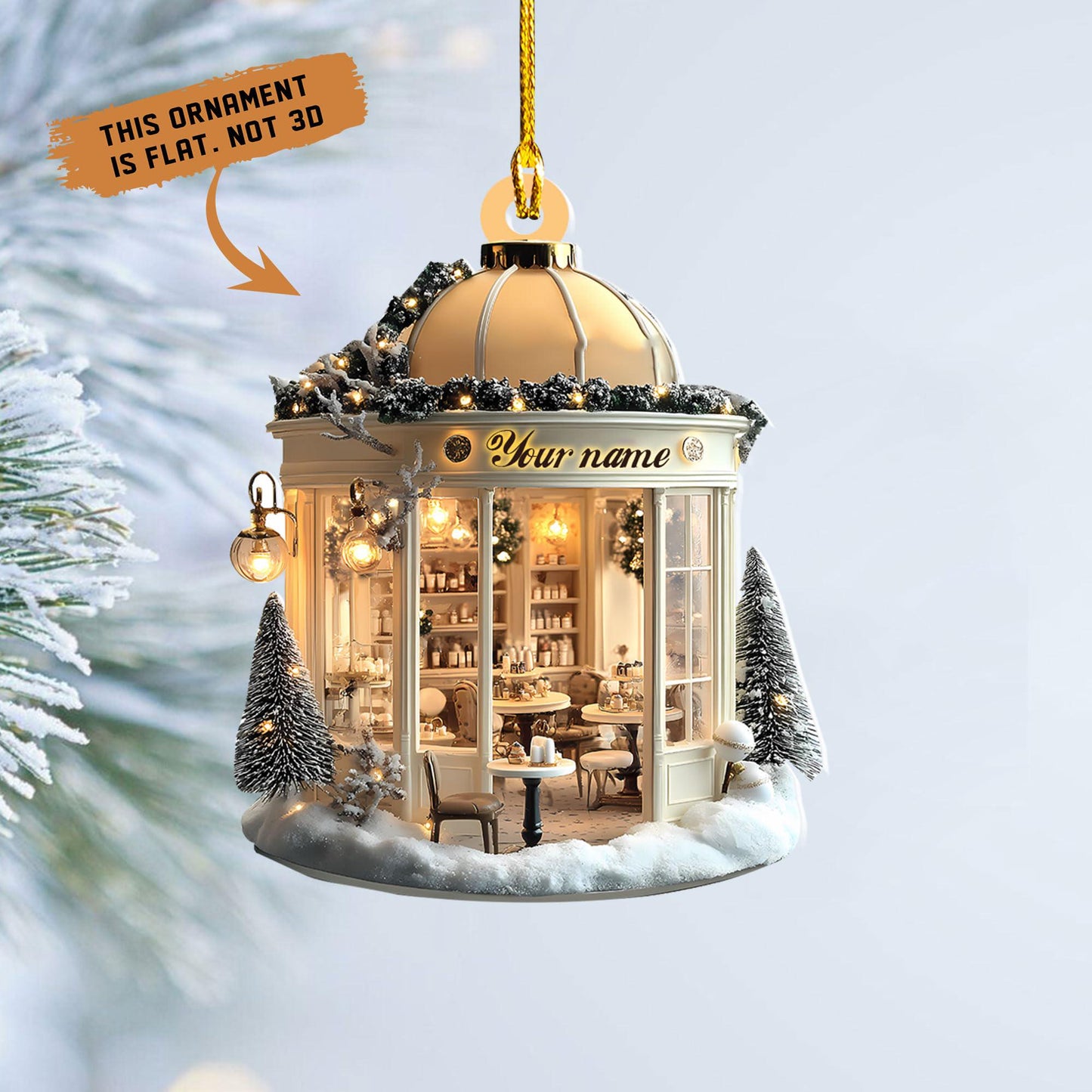 Personalized Coffee Shop Christmas Ornament, Cozy Coffee Lover Gift, Custom Name Miniature Cafe Decor, Unique Barista Holiday Keepsake 2025