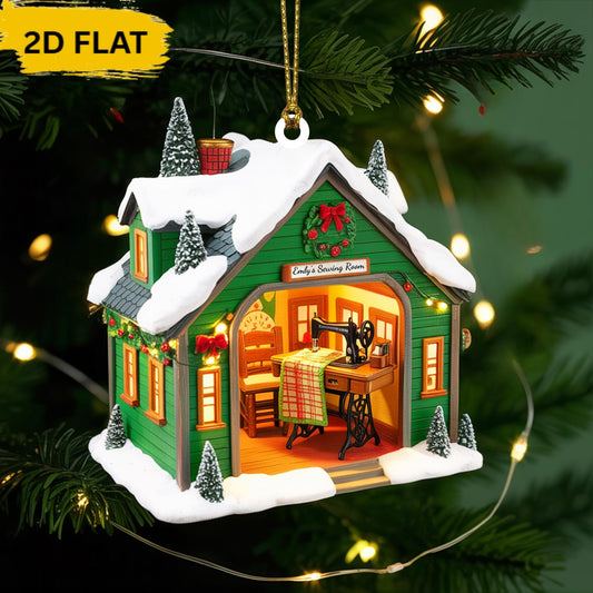 Custom Sewing Room Ornament, Personalized Seamstress Christmas Gift, Crafting Hobby Xmas Gift, Sewing Lover Gift, Quilting Studio Decor