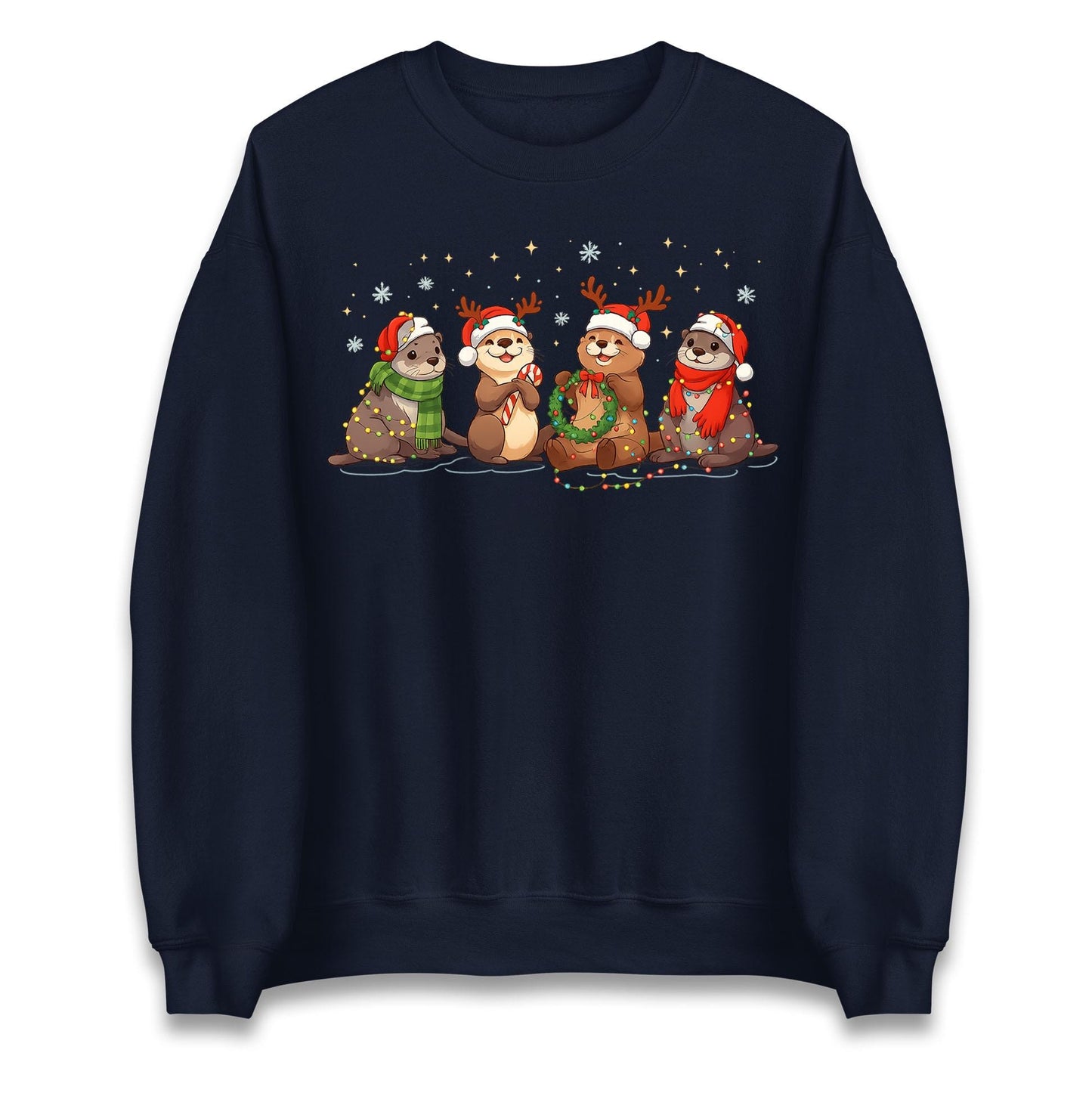 Holiday Otters Festive Christmas Jumper, Xmas Funny Otters Hoodie, Christmas T Shirt