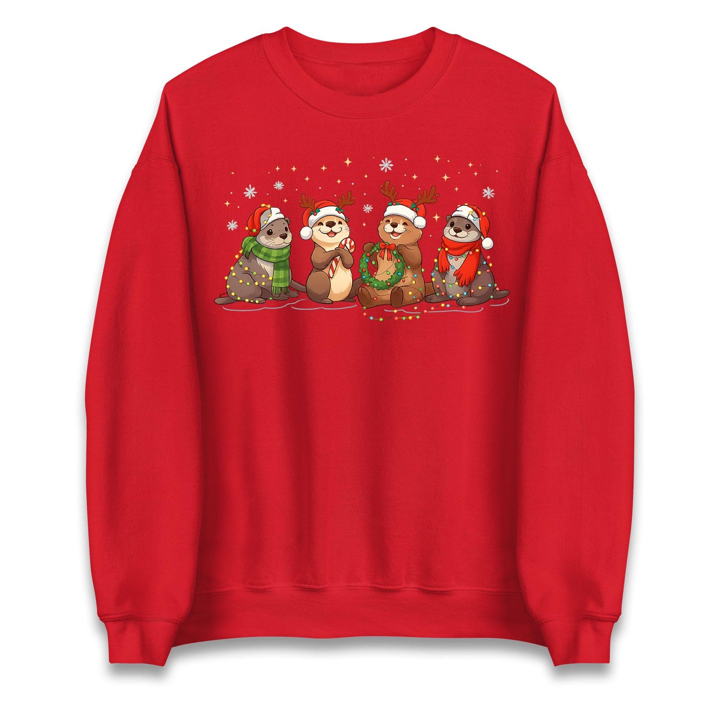 Holiday Otters Festive Christmas Jumper, Xmas Funny Otters Hoodie, Christmas T Shirt