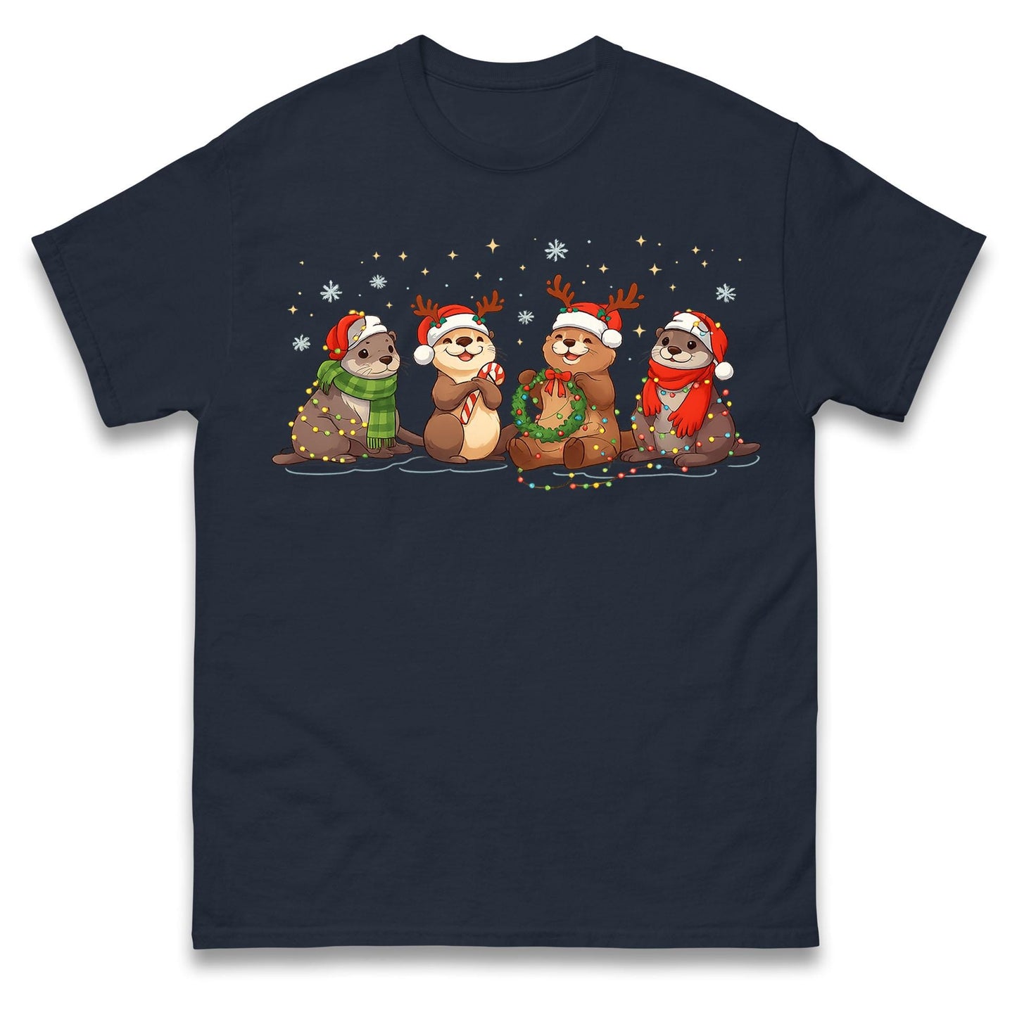Holiday Otters Festive Christmas Jumper, Xmas Funny Otters Hoodie, Christmas T Shirt
