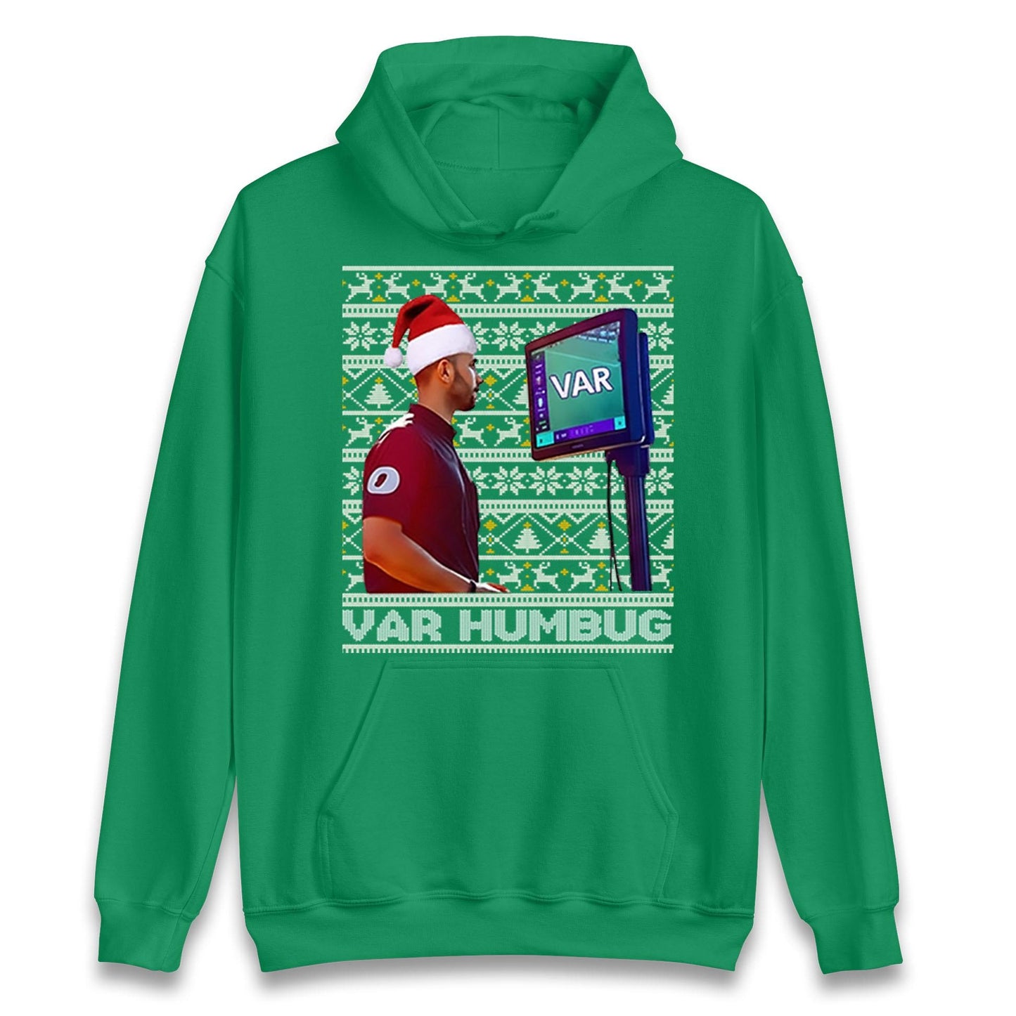 Funny VAR Humbug Christmas Jumper, Ugly Xmas Football Referee Hoodie, Spoof Soccer Fan T Shirt, Humorous Festive Gift Sweatshirt