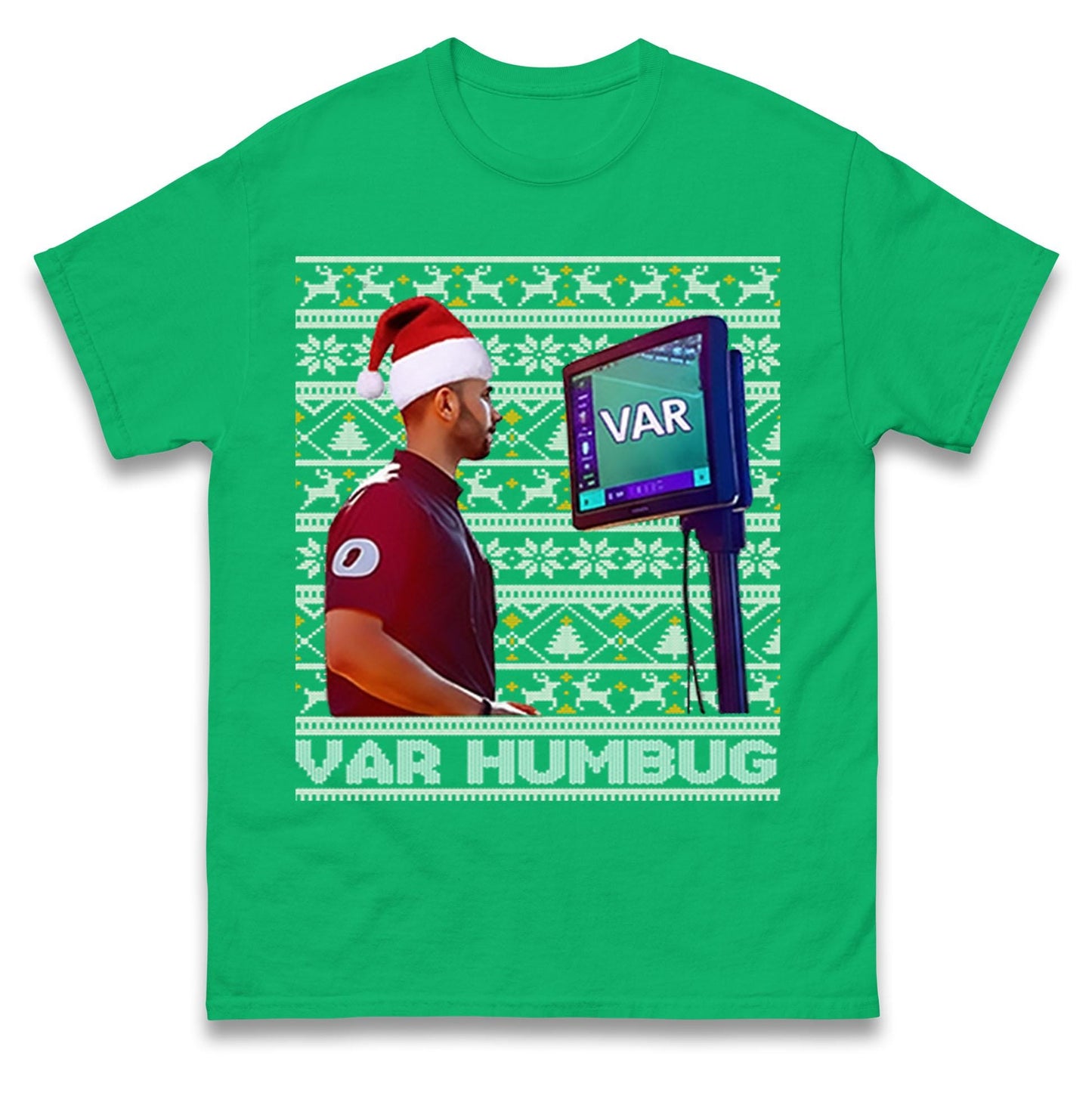 Funny VAR Humbug Christmas Jumper, Ugly Xmas Football Referee Hoodie, Spoof Soccer Fan T Shirt, Humorous Festive Gift Sweatshirt