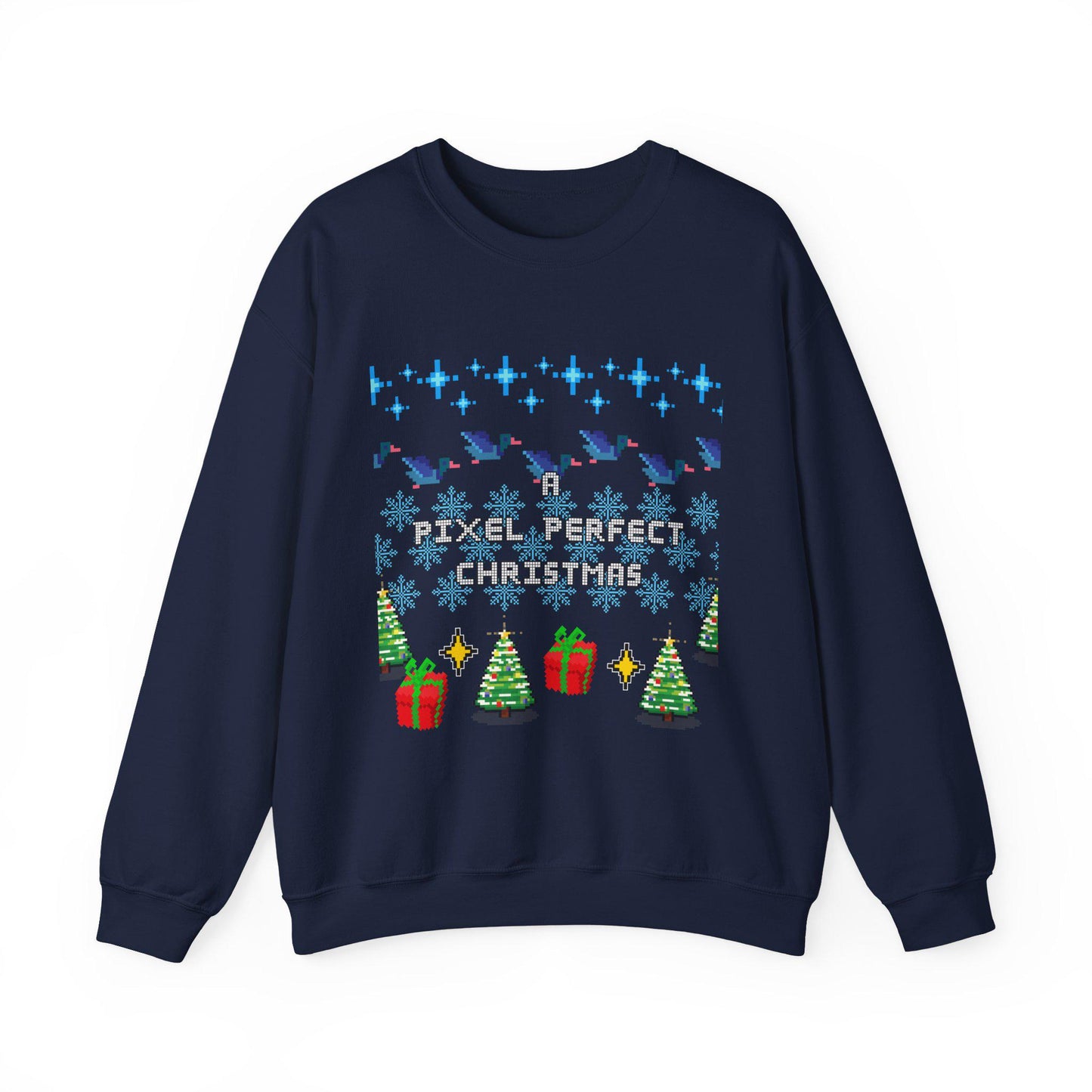 A Pixel Perfect Christmas Ugly Sweatshirt - Funny Holiday Pixel Art Crewneck for Designers, UX/UI & Tech Workers