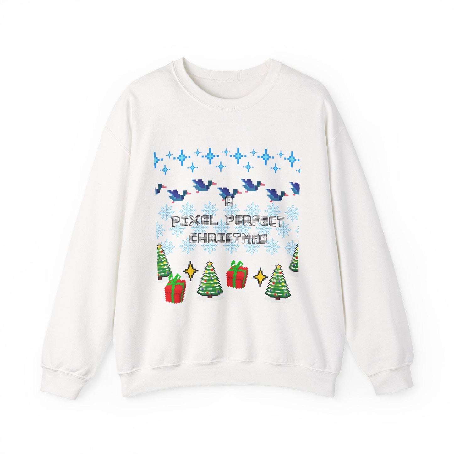 A Pixel Perfect Christmas Ugly Sweatshirt - Funny Holiday Pixel Art Crewneck for Designers, UX/UI & Tech Workers
