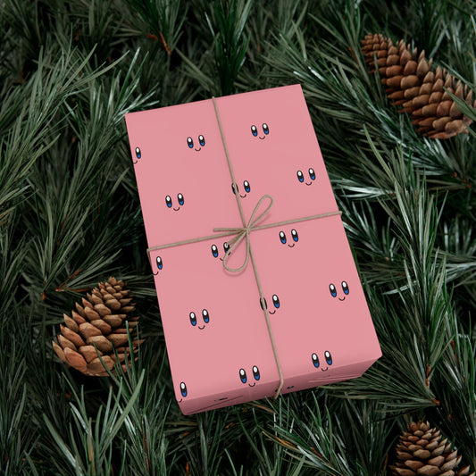 Kirby Face Wrapping Paper, Cute Gift Wrap for Birthdays, Holidays, and Special Occasions, Fun Wrapping Sheets, Present Packaging Supplies