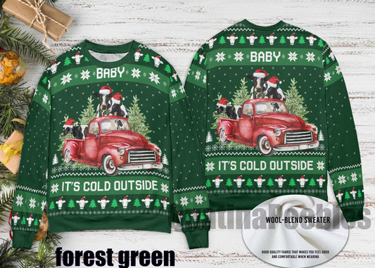 Baby It’s Cold Outside Funny Cow Ugly Christmas Sweater, Baby It’s Cold Outside Ugly Christmas Sweater, Xmas Sweater, Gift For Men Women