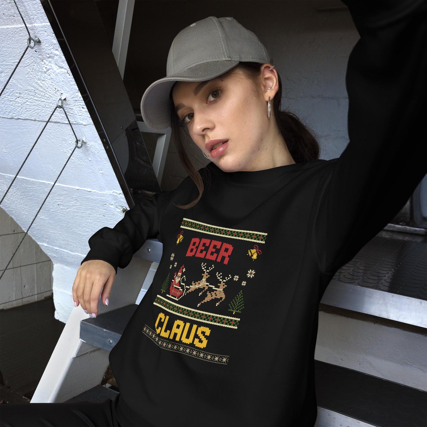 Beer Claus Funny Christmas Jumper | Ugly Xmas | Unisex Holiday Sweatshirt Hoodie | Drinking Party Santa Claus Jumper