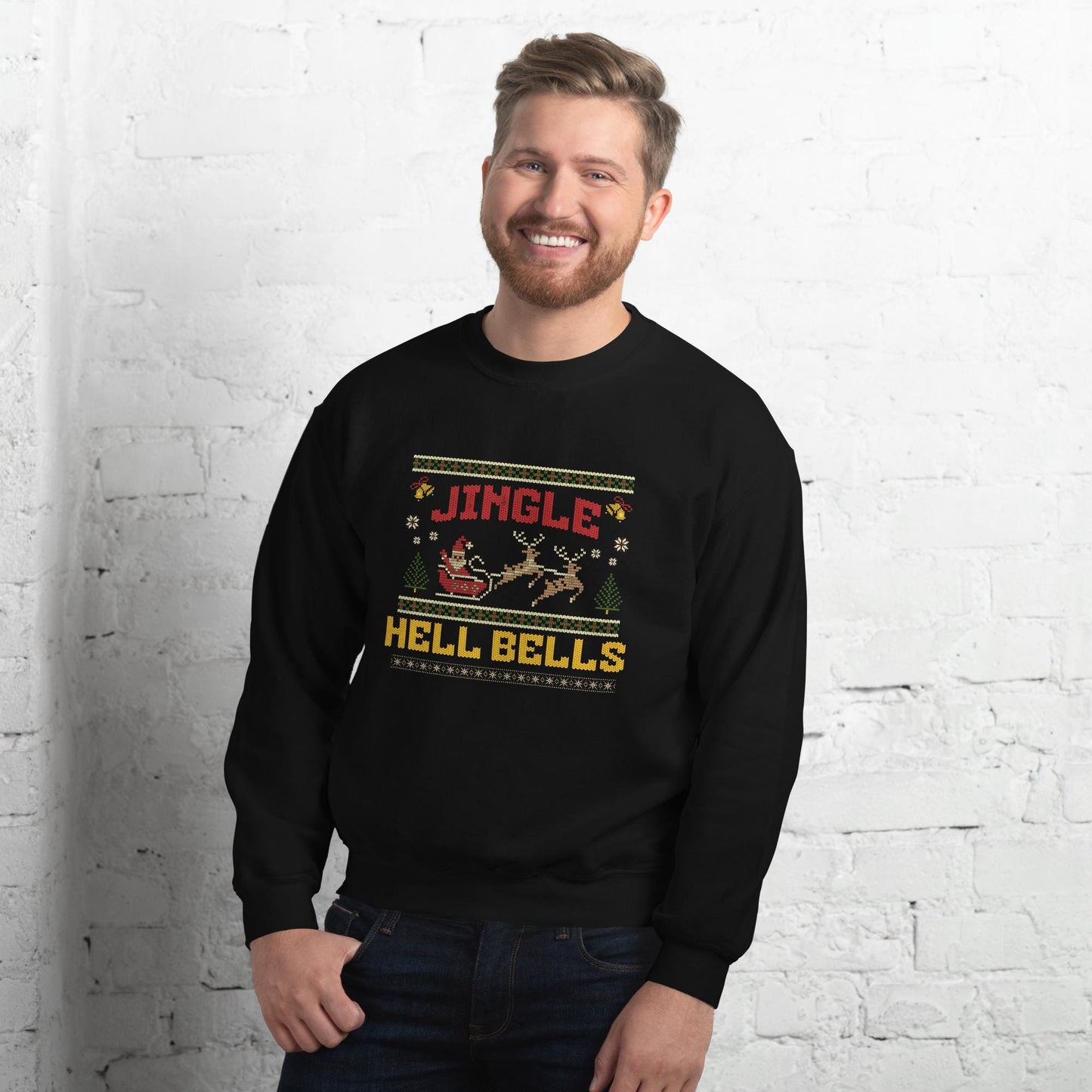 Jingle Hell Bells Christmas Jumper | Funny Ugly Xmas | Unisex Holiday Sweatshirt Hoodie | Rock Music Drinking Party Outfit