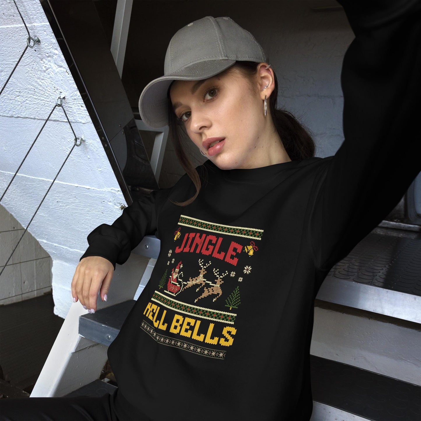 Jingle Hell Bells Christmas Jumper | Funny Ugly Xmas | Unisex Holiday Sweatshirt Hoodie | Rock Music Drinking Party Outfit