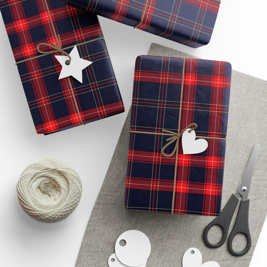 Plaid Wrapping Papers, Vintage Plaid GIFT WRAP, Ralph Lauren Christmas, Rustic Holiday, Blue & Rec Plaid Festive HOLIDAY Paper