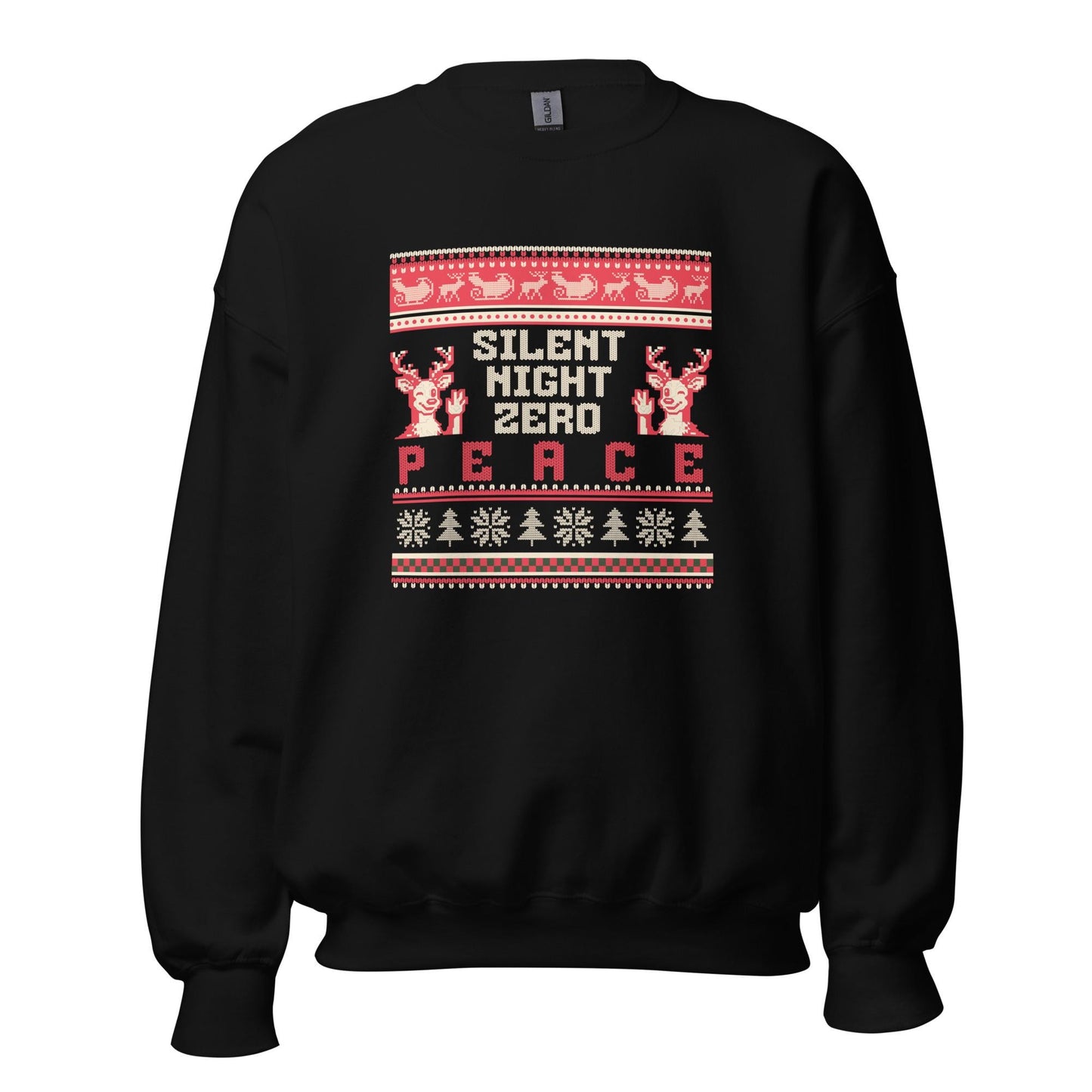 Silent Night Zero Peace Christmas Jumper | Funny Dark Humour Xmas | Ugly Holiday Knitwear | Alternative Secret Santa Gift