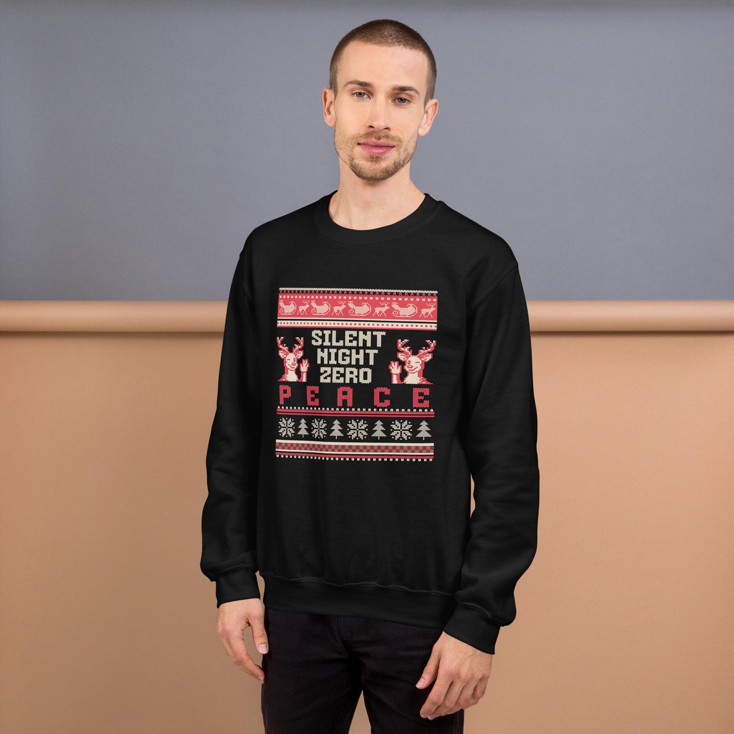 Silent Night Zero Peace Christmas Jumper | Funny Dark Humour Xmas | Ugly Holiday Knitwear | Alternative Secret Santa Gift