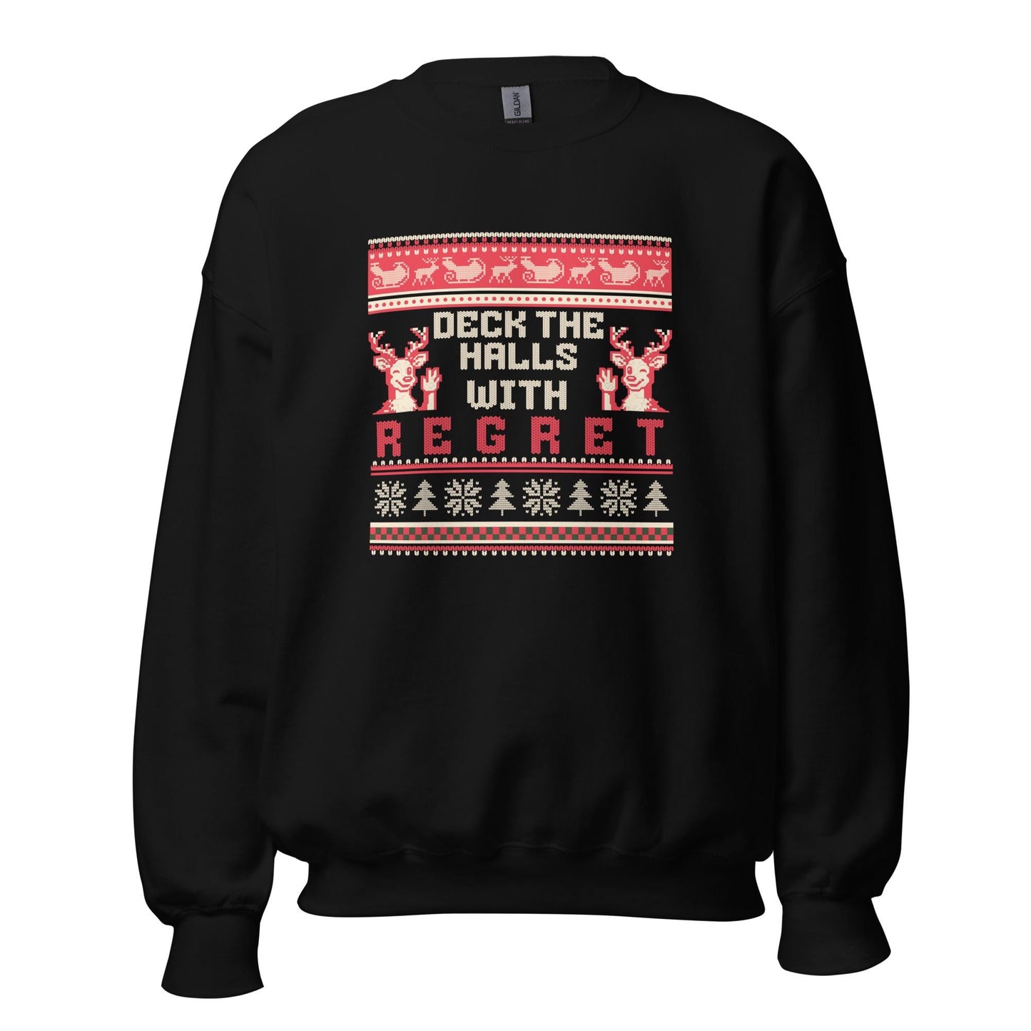 Deck the Halls with Regret Christmas Jumper | Funny Dark Humour Xmas | Ugly Holiday Knitwear | Alternative Secret Santa Gift