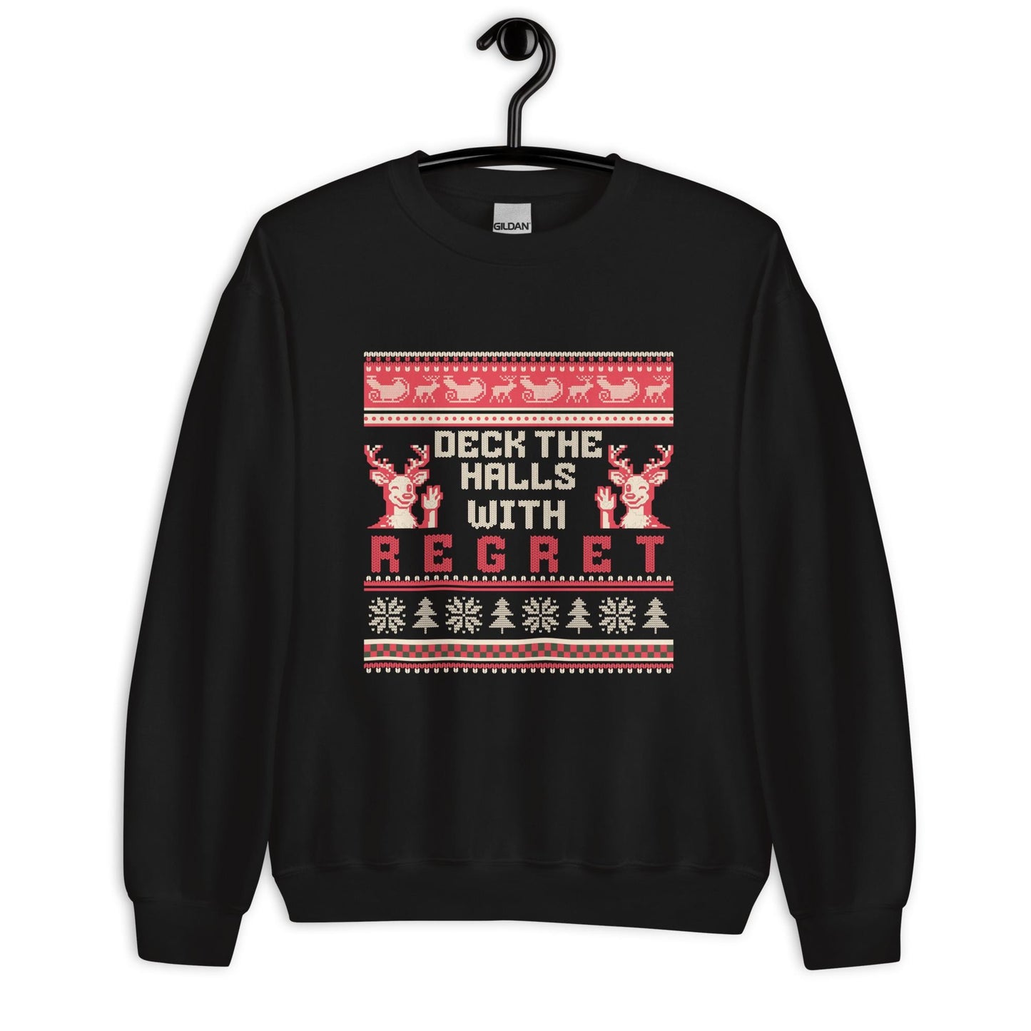 Deck the Halls with Regret Christmas Jumper | Funny Dark Humour Xmas | Ugly Holiday Knitwear | Alternative Secret Santa Gift