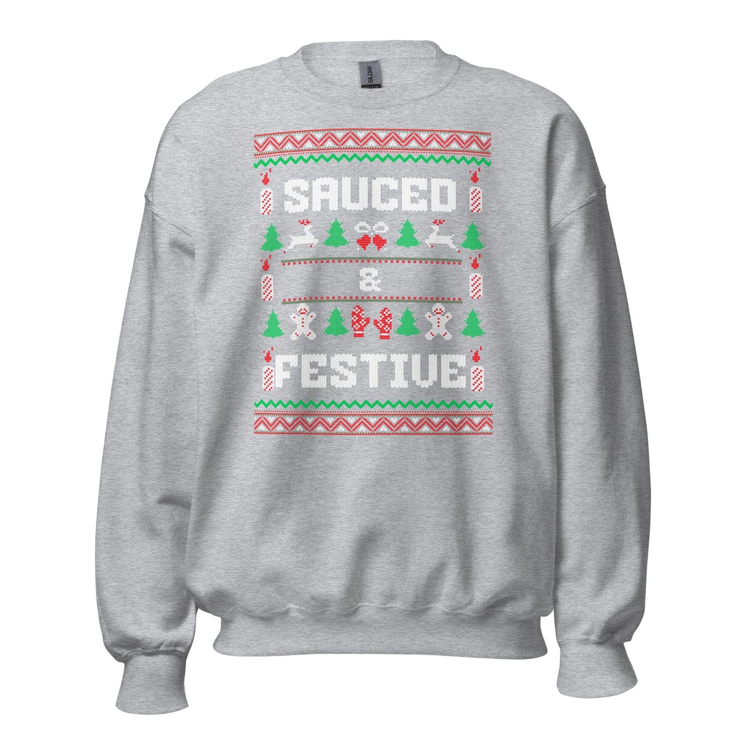 Sauced & Festive Funny Christmas Jumper | Ugly Xmas | Booze Drinking Party Top | Secret Santa Gift Idea