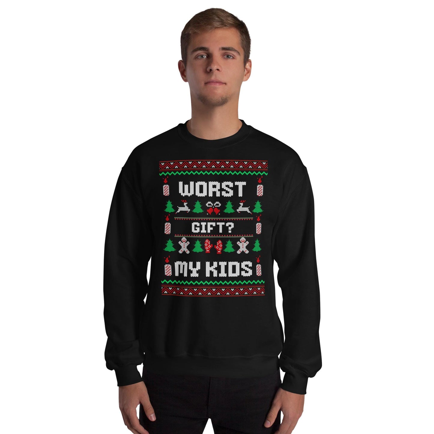 Worst Gift My Kids Funny Christmas Jumper | Ugly Style Festive Knit | Sarcastic Xmas Party Jumper | Novelty Holiday Gag Gift