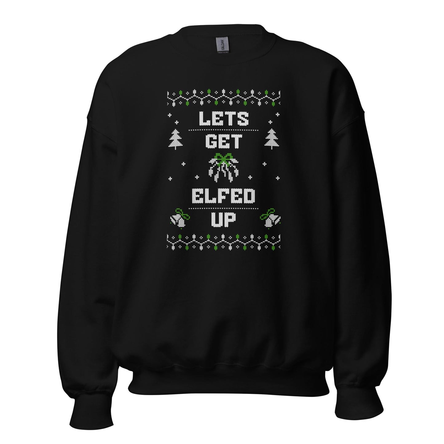 Let’s Get Elfed Up Funny Ugly Christmas Jumper | Festive Drinking Knitwear | Humorous Elf Party Holiday Gift