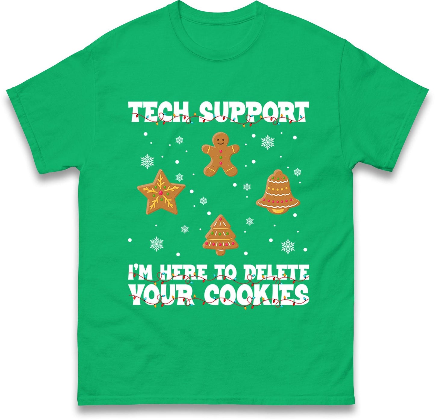 Tech Support Delete Your Cookies Christmas Jumper, Funny IT Xmas Hoodie, Geek Programmer Holiday T Shirt, Gingerbread Gift Top
