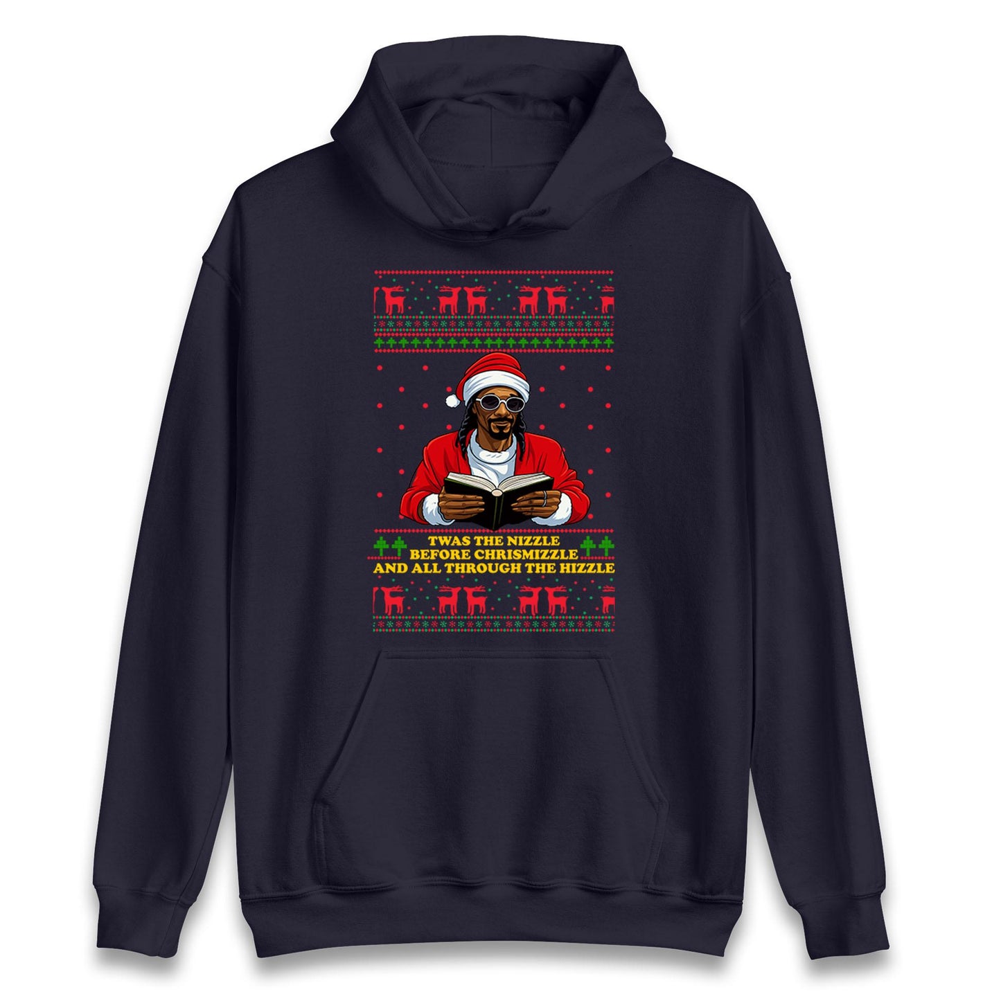 Twas The Nizzle Before Chrismizzle Funny Christmas Jumper, Hip Hop Xmas , Rap Santa Holiday Hoodie Gift