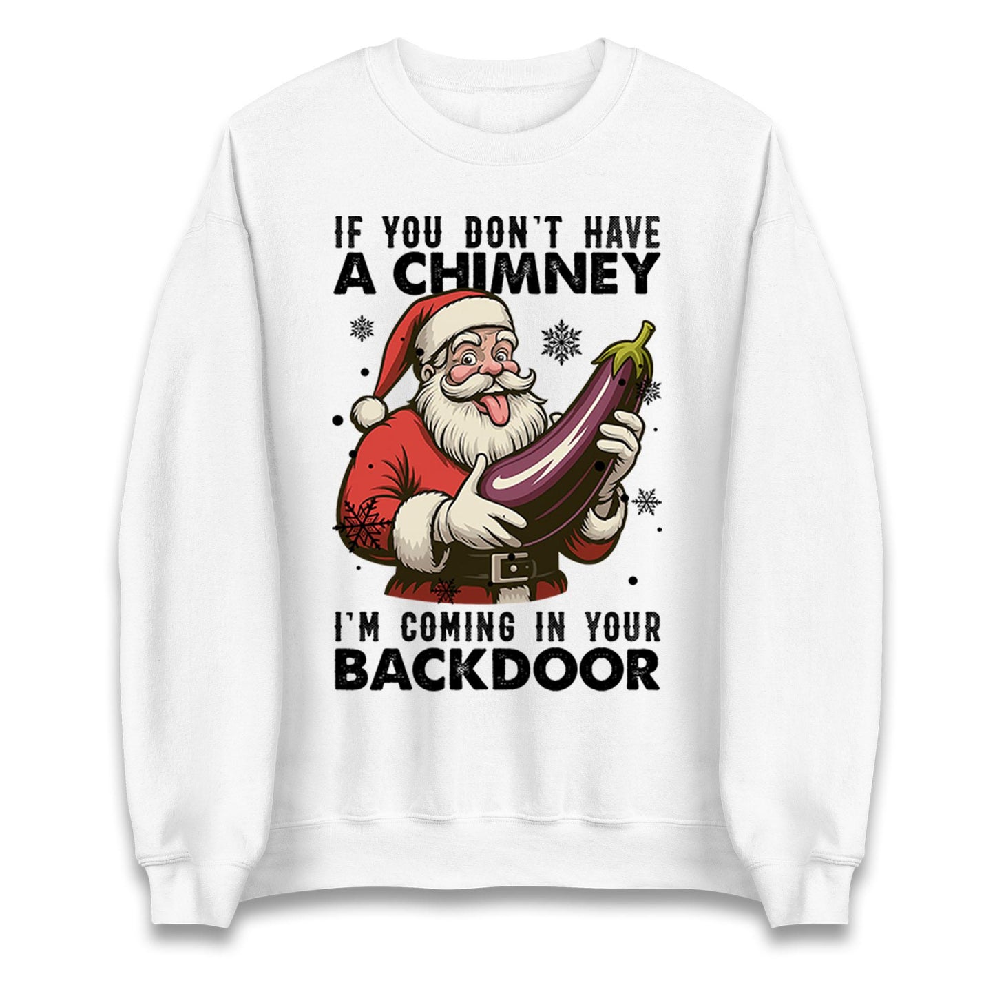 If You Dont have A Chimney Im coming In Your backdoor Funny Santa Christmas Jumper, Xmas Rude , Adults Offensive Xmas Hoodie