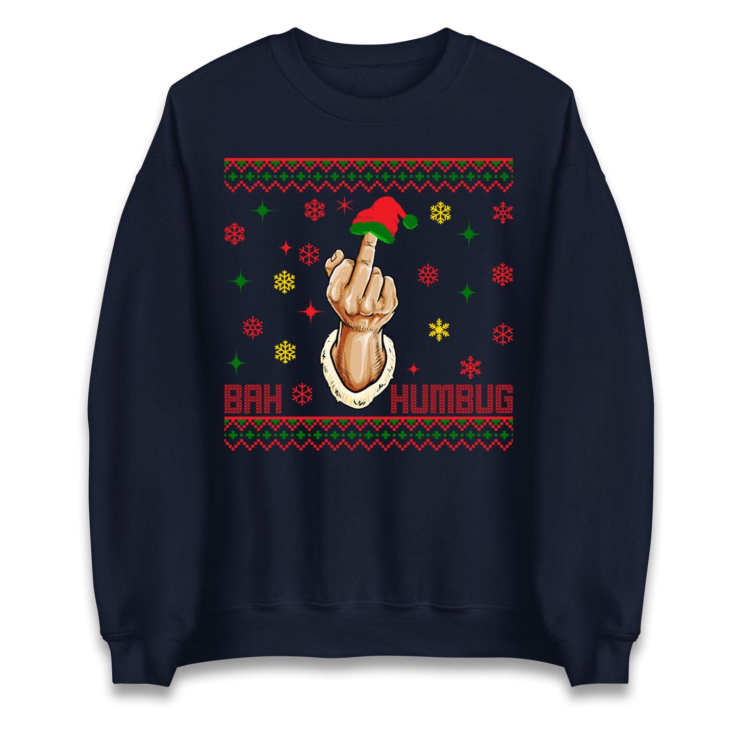 Bah Humbag Ugly Christmas Jumper, Middle Finger Rude Offensive Christmas Jumper, Xmas Funny Adults hoodie