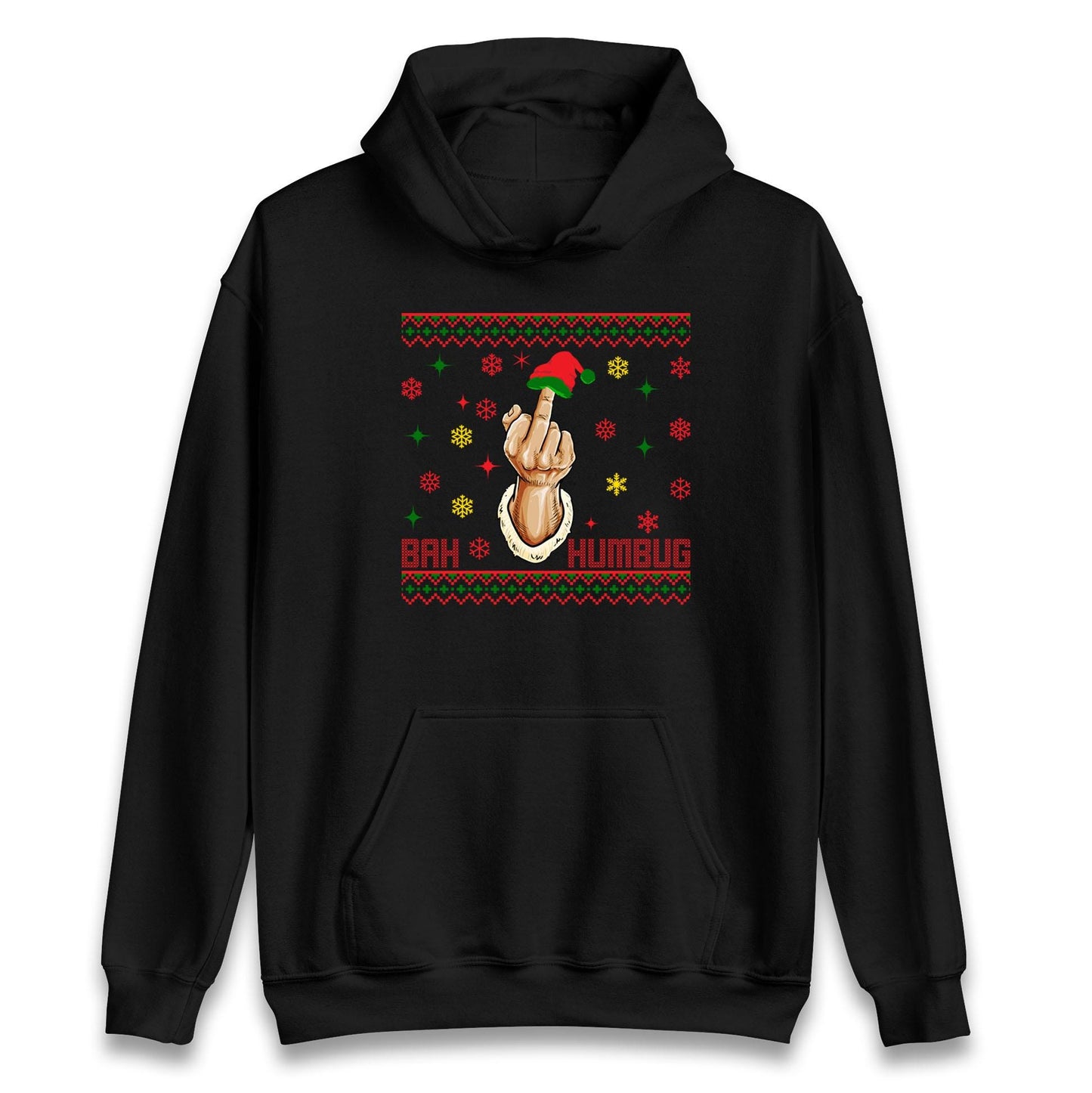 Bah Humbag Ugly Christmas Jumper, Middle Finger Rude Offensive Christmas Jumper, Xmas Funny Adults hoodie