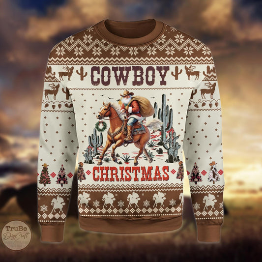 Cowboy Santa Ugly Christmas Sweater: Western Holiday Pullover