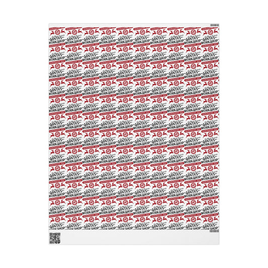 Santa’s Workshop Christmas Wrapping Paper Roll, Kids Christmas Gift Wrap, Festive Christmas Wrapping Sheets, Cute Seasonal Gift Wrap