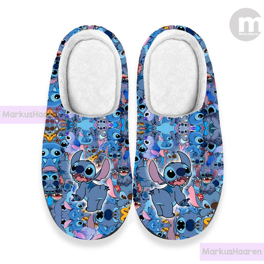 Personalized Cute Lilo and Stitch 3D All Over Printed Slipper, Custom Rubber Slipper, Winter Slipper, Cotton Slipper, Christmas Slippers