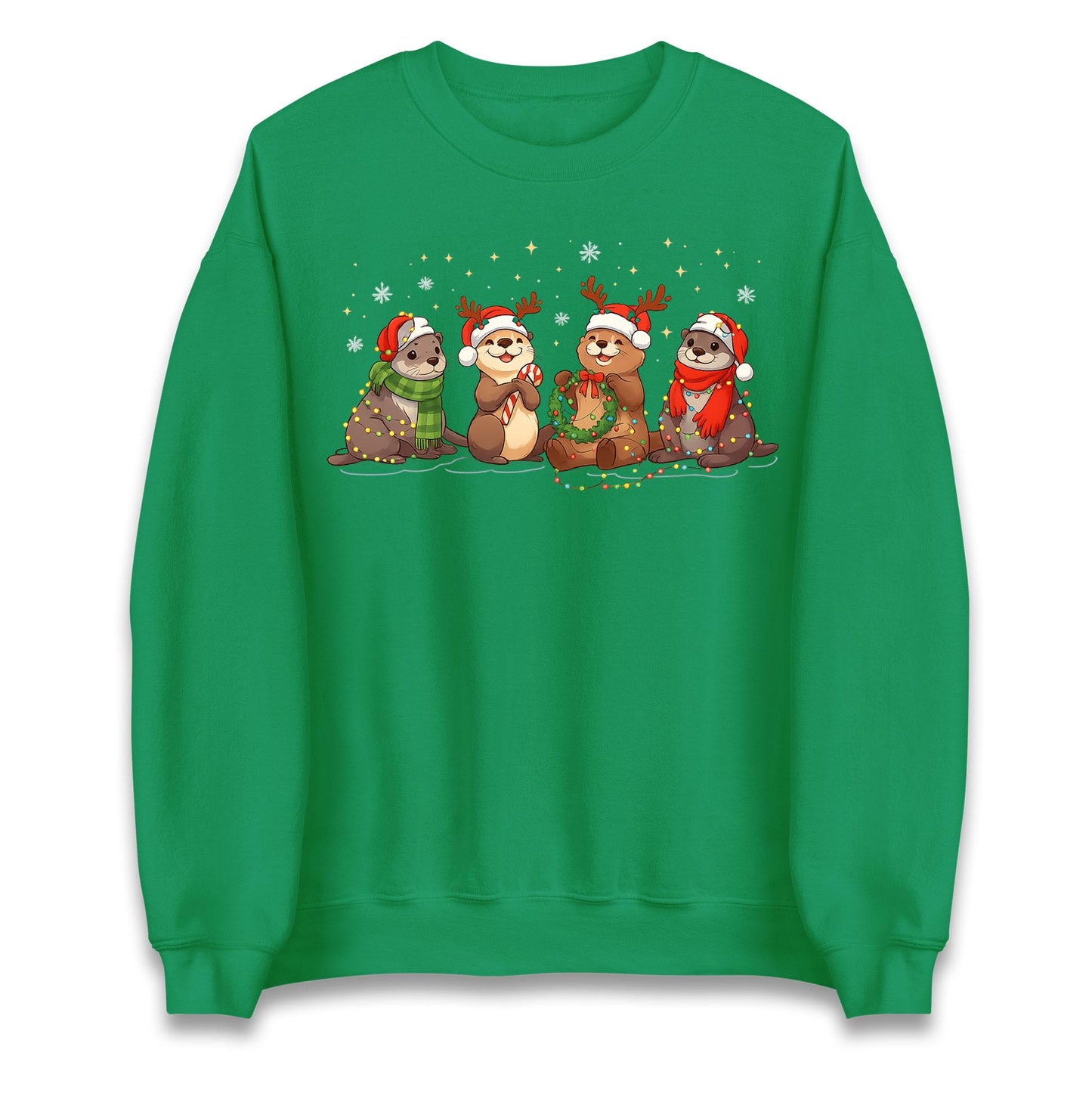 Holiday Otters Festive Christmas Jumper, Xmas Funny Otters Hoodie, Christmas T Shirt