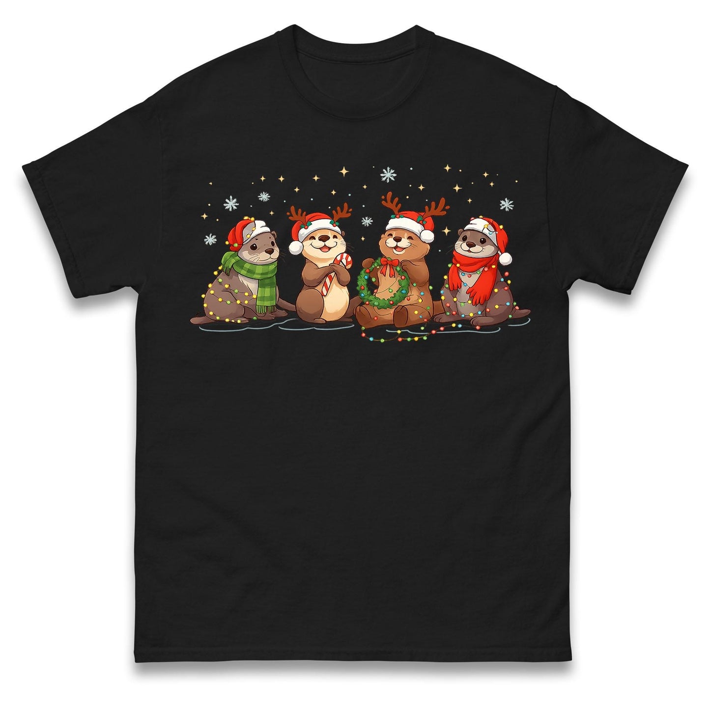 Holiday Otters Festive Christmas Jumper, Xmas Funny Otters Hoodie, Christmas T Shirt